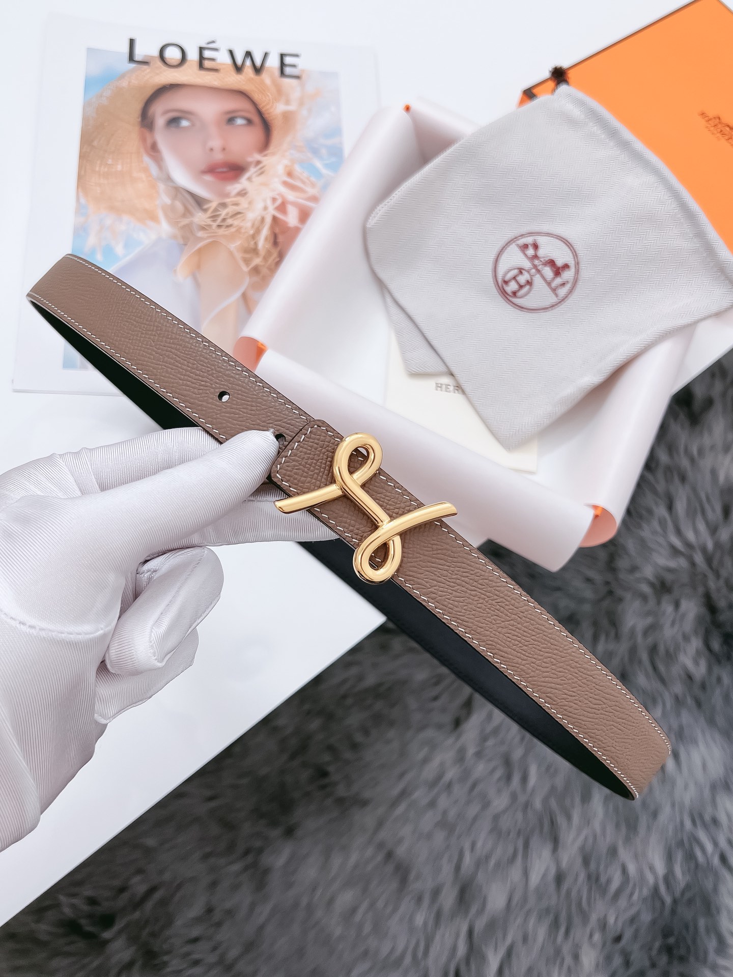 Hermès Female Basic Belt Cow Leather Black 110cm-m