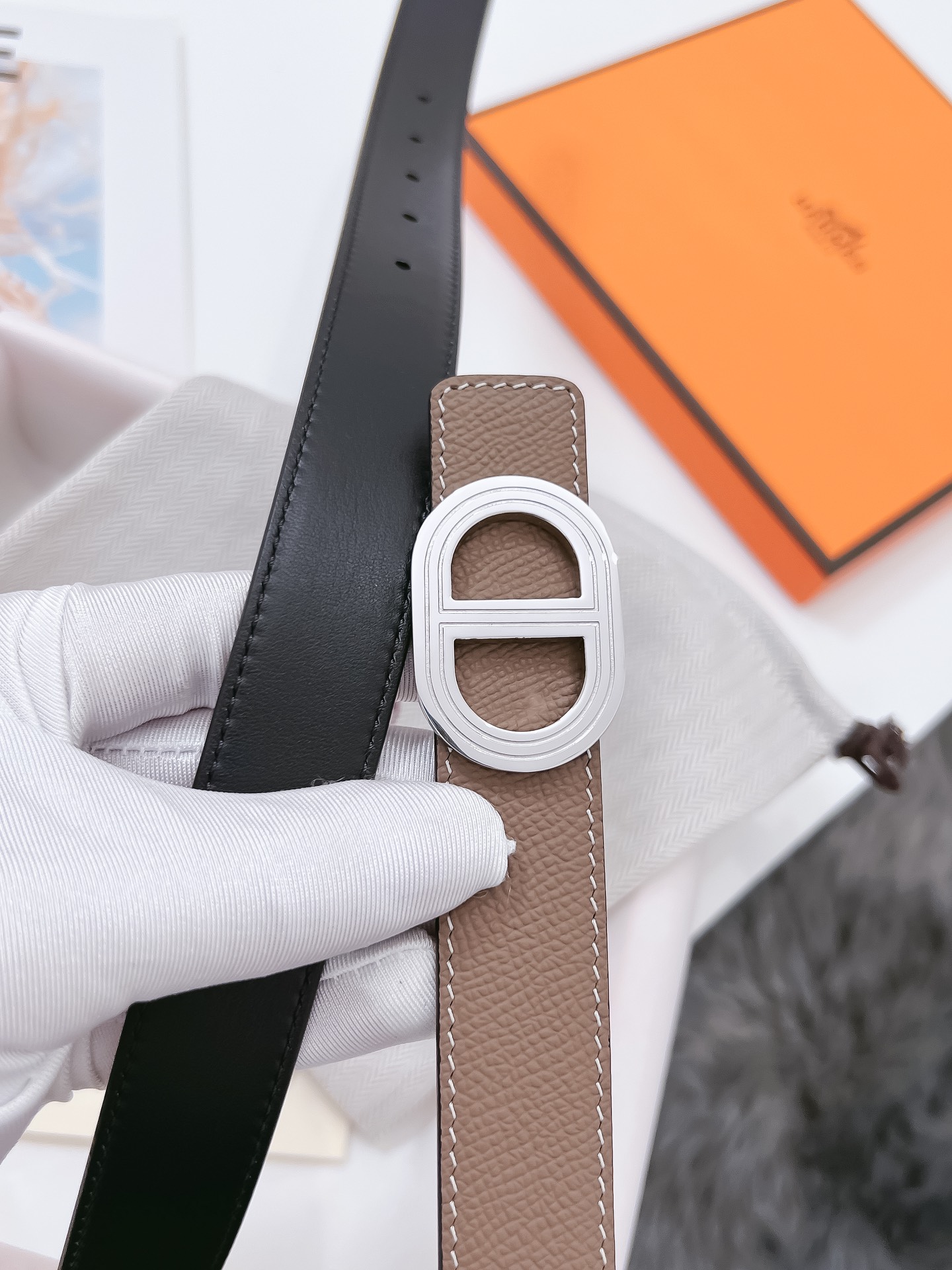 Hermès Female Basic Belt Cow Leather Black 110cm-m
