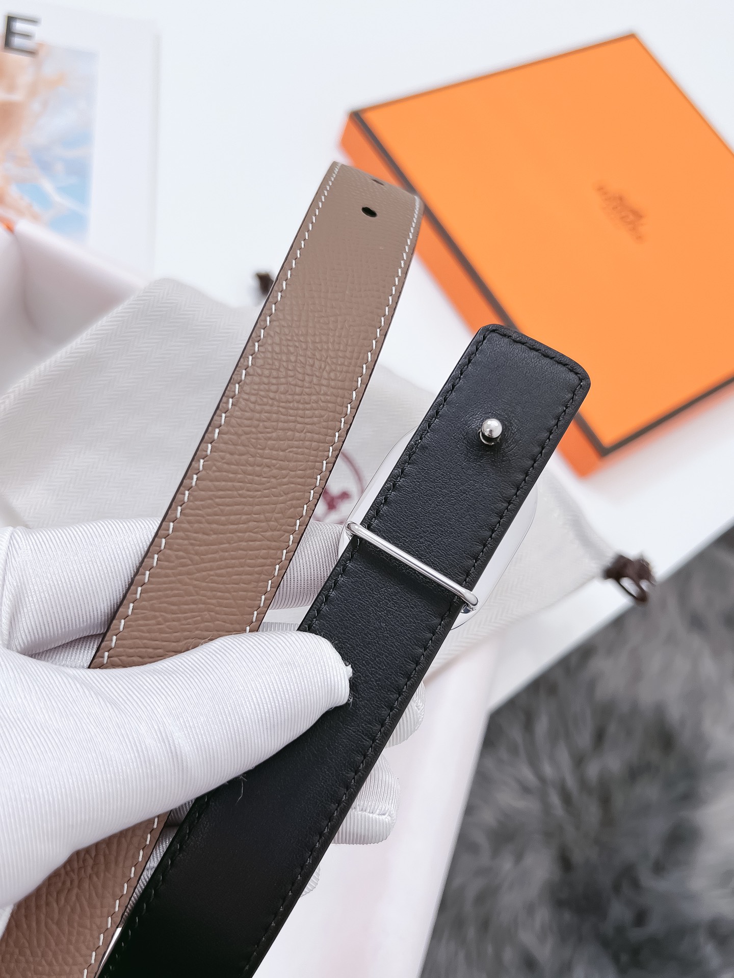 Hermès Female Basic Belt Cow Leather Black 110cm-m