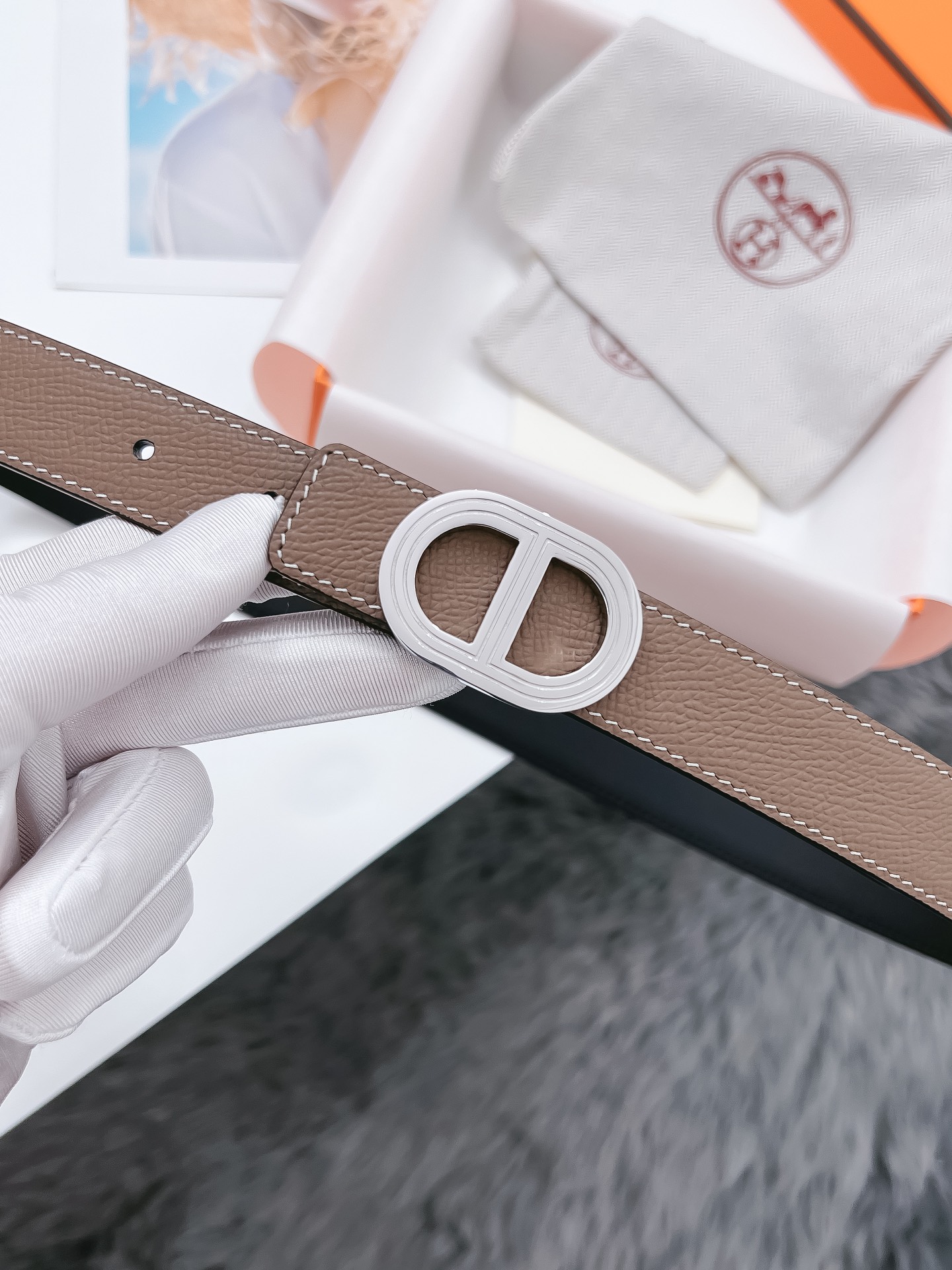 Hermès Female Basic Belt Cow Leather Black 110cm-m