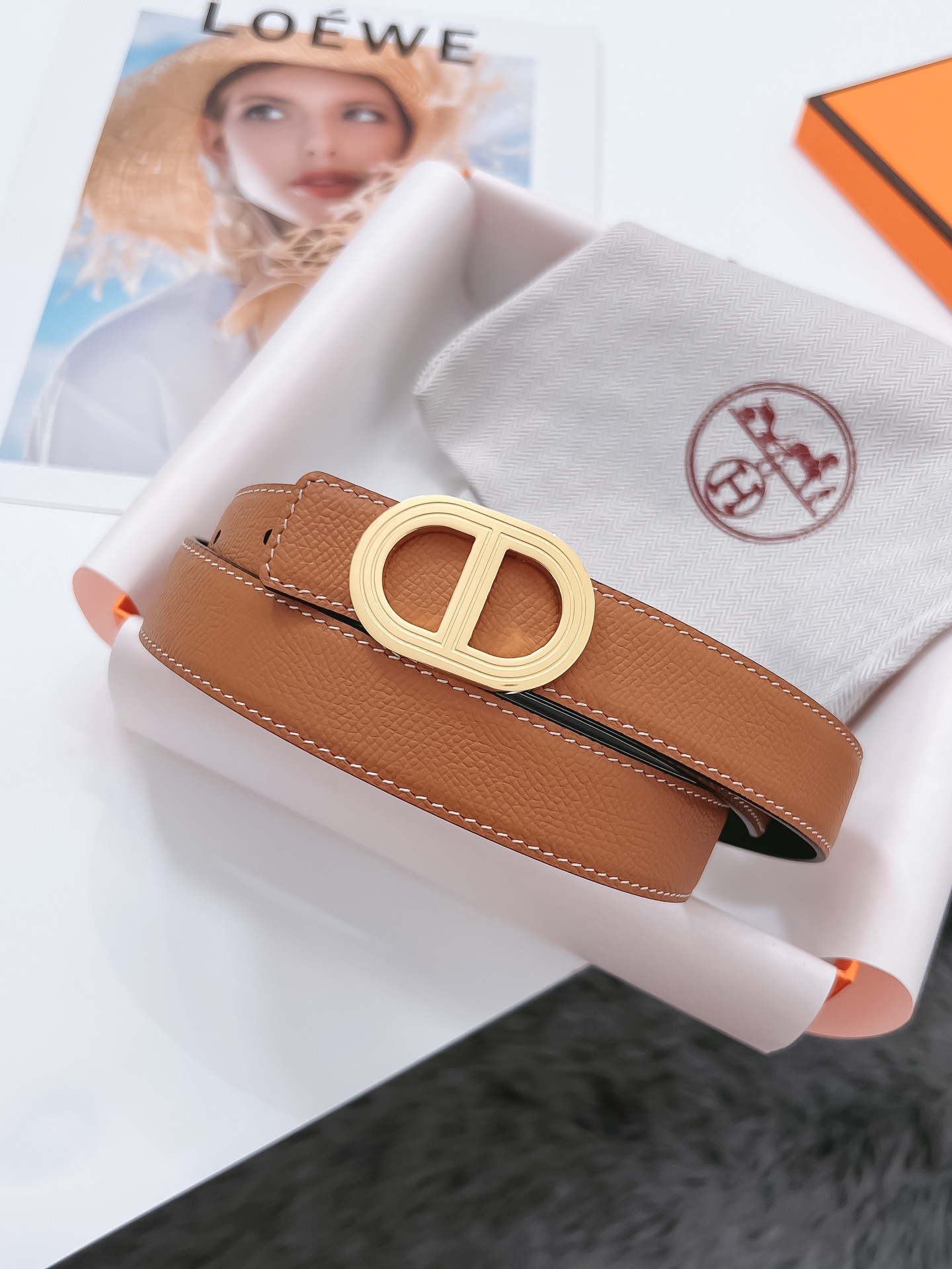 Hermès Female Basic Belt Cow Leather Black 110cm-m