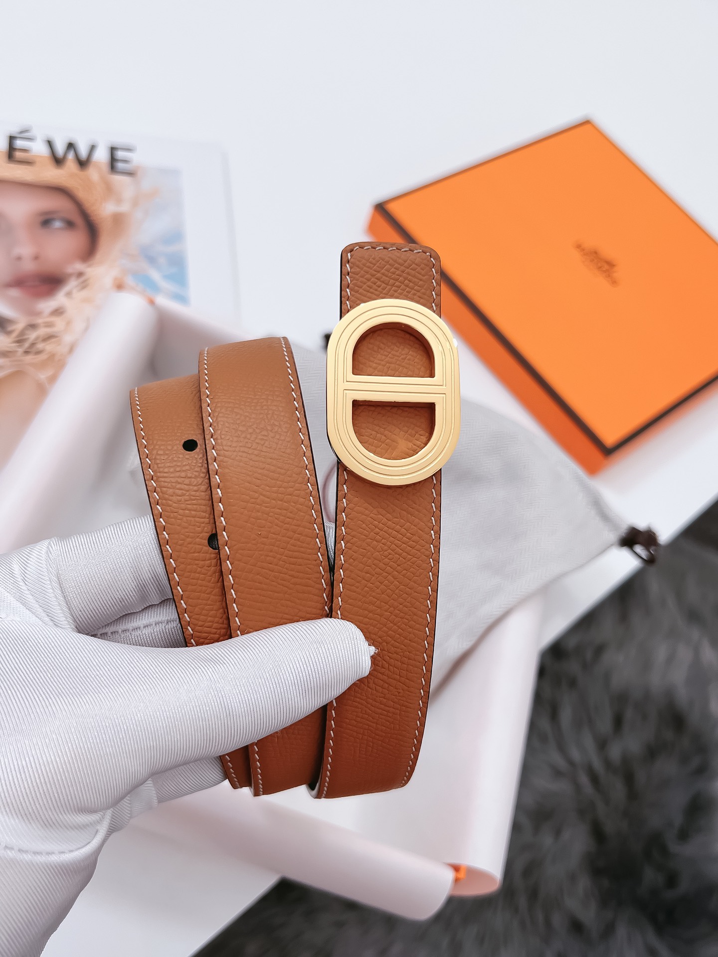 Hermès Female Basic Belt Cow Leather Black 110cm-m