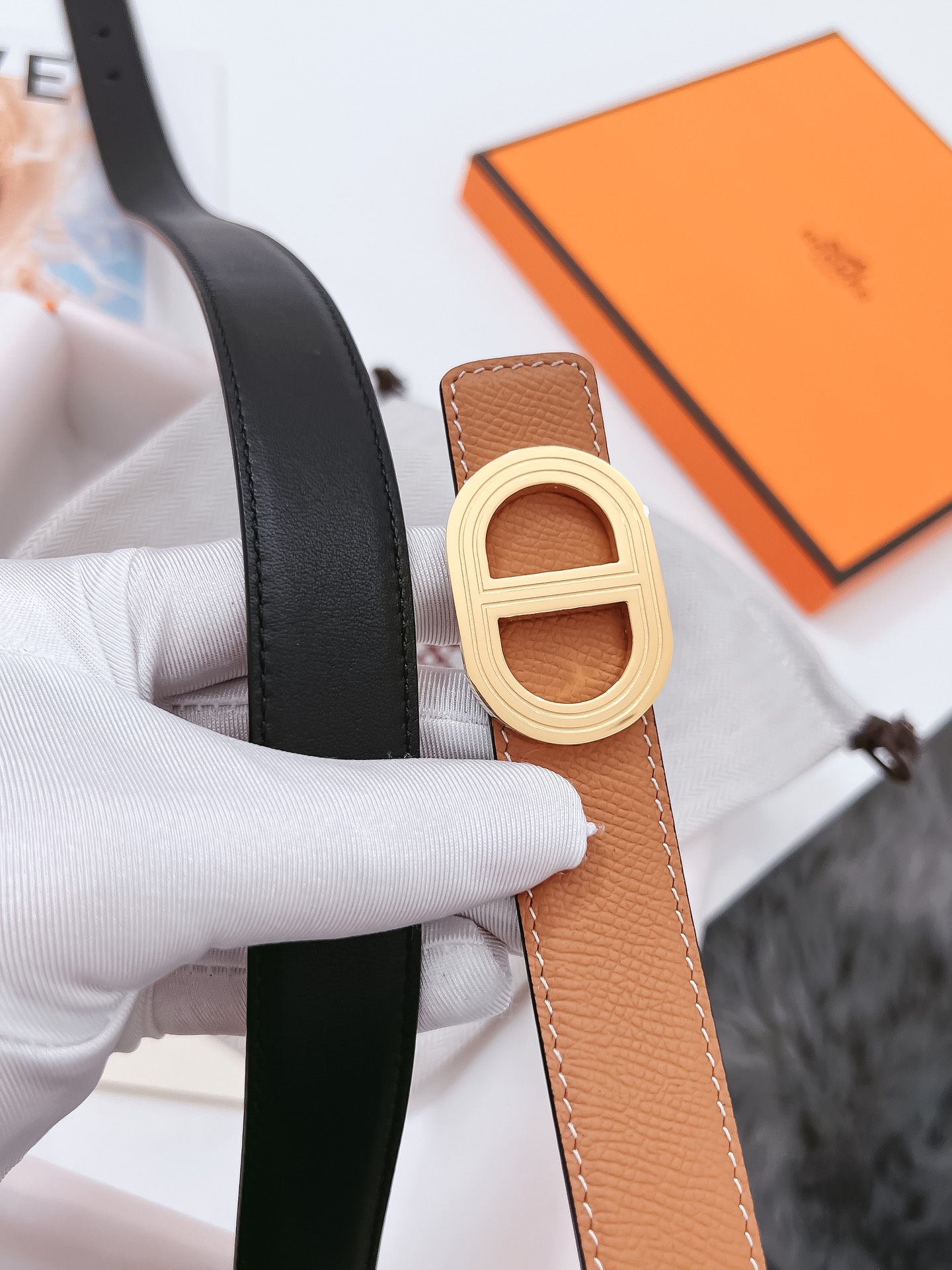 Hermès Female Basic Belt Cow Leather Black 110cm-m
