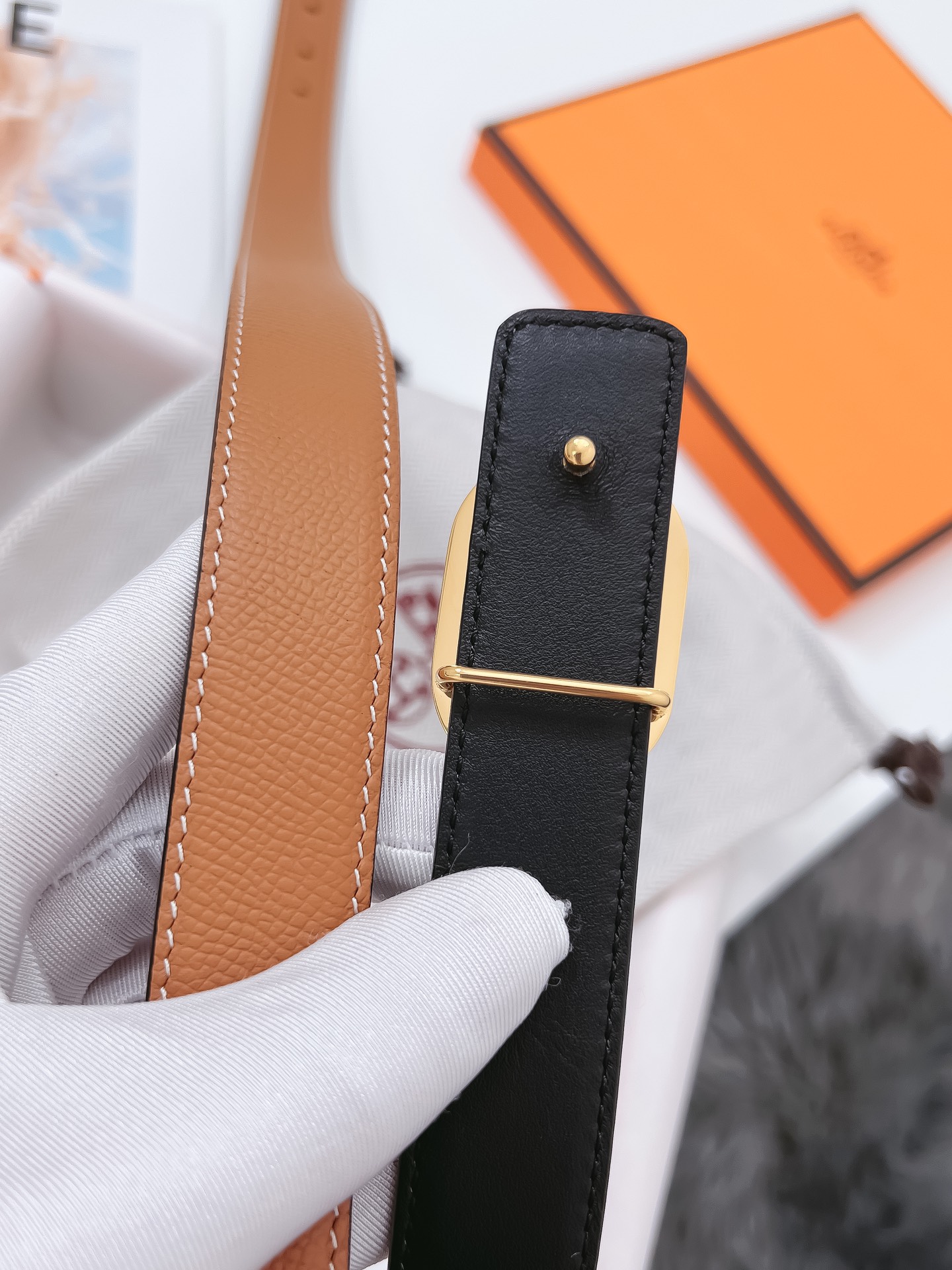 Hermès Female Basic Belt Cow Leather Black 110cm-m