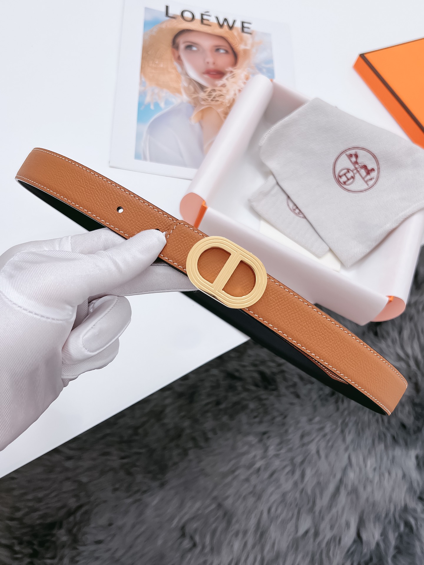 Hermès Female Basic Belt Cow Leather Black 110cm-m