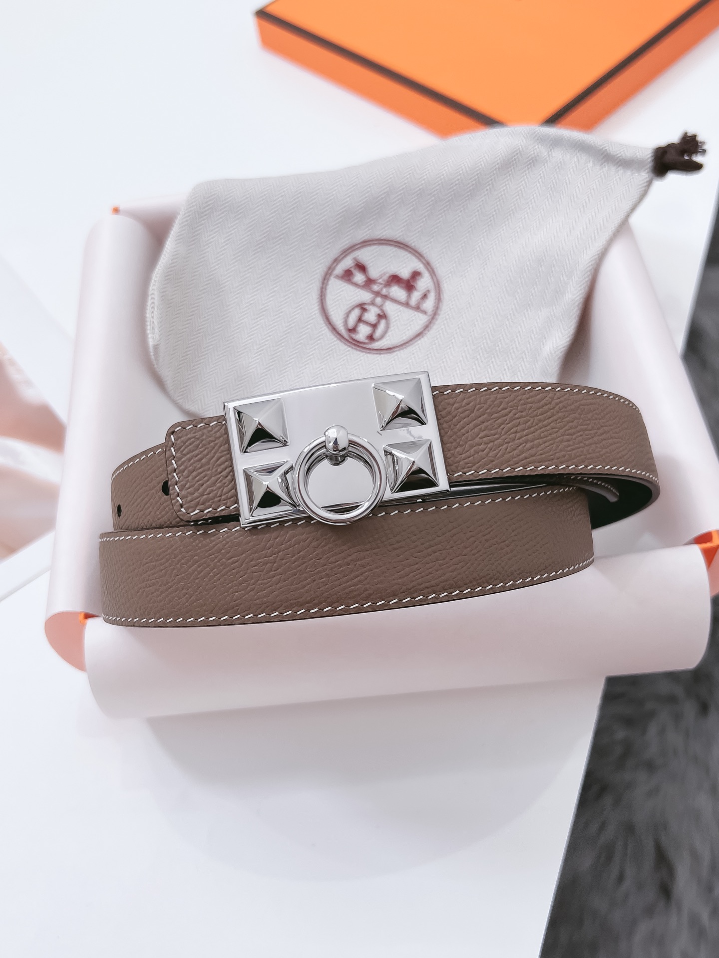 Hermès Female Basic Belt Cow Leather Black 110cm-m