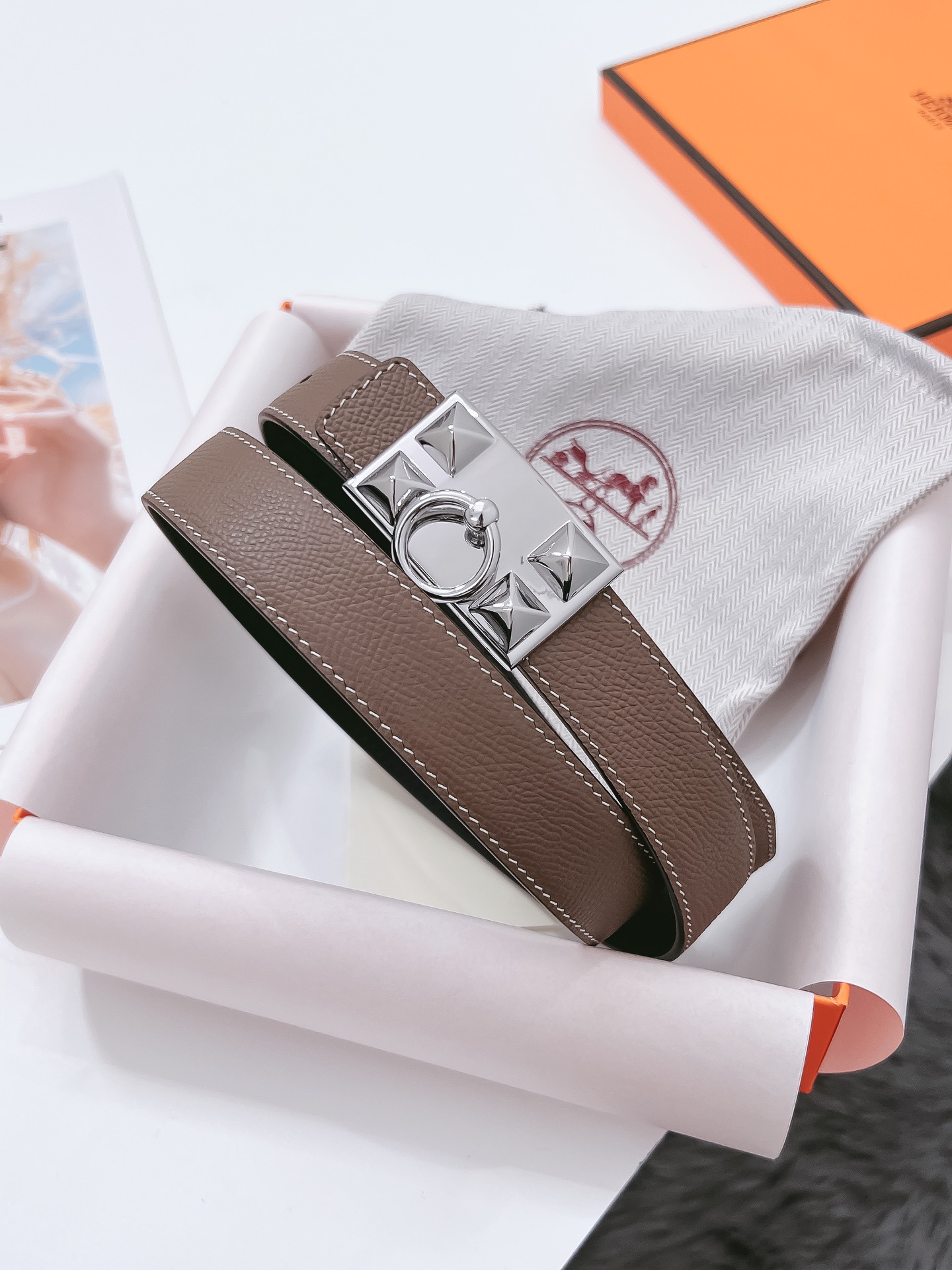 Hermès Female Basic Belt Cow Leather Black 110cm-m