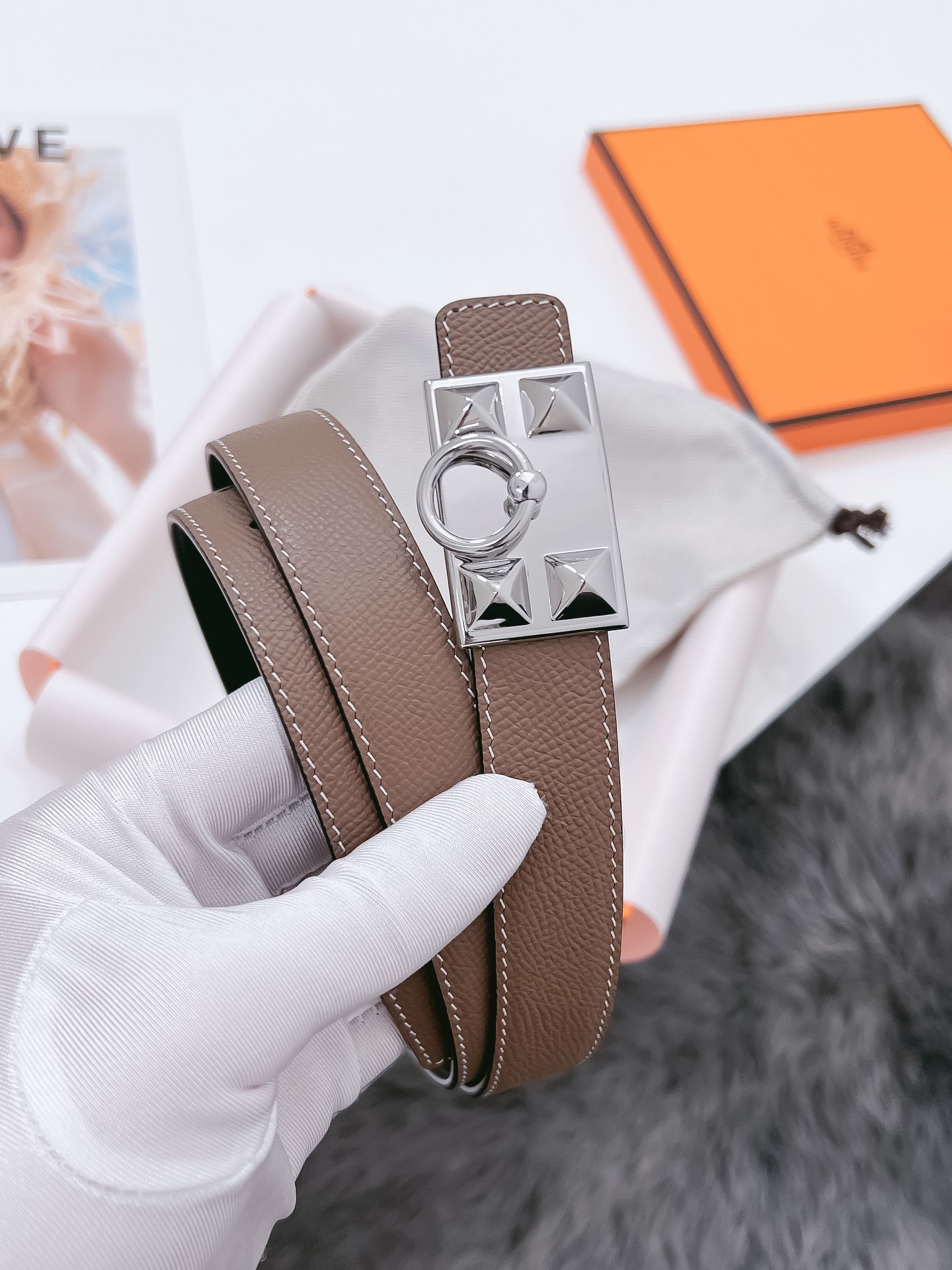 Hermès Female Basic Belt Cow Leather Black 110cm-m