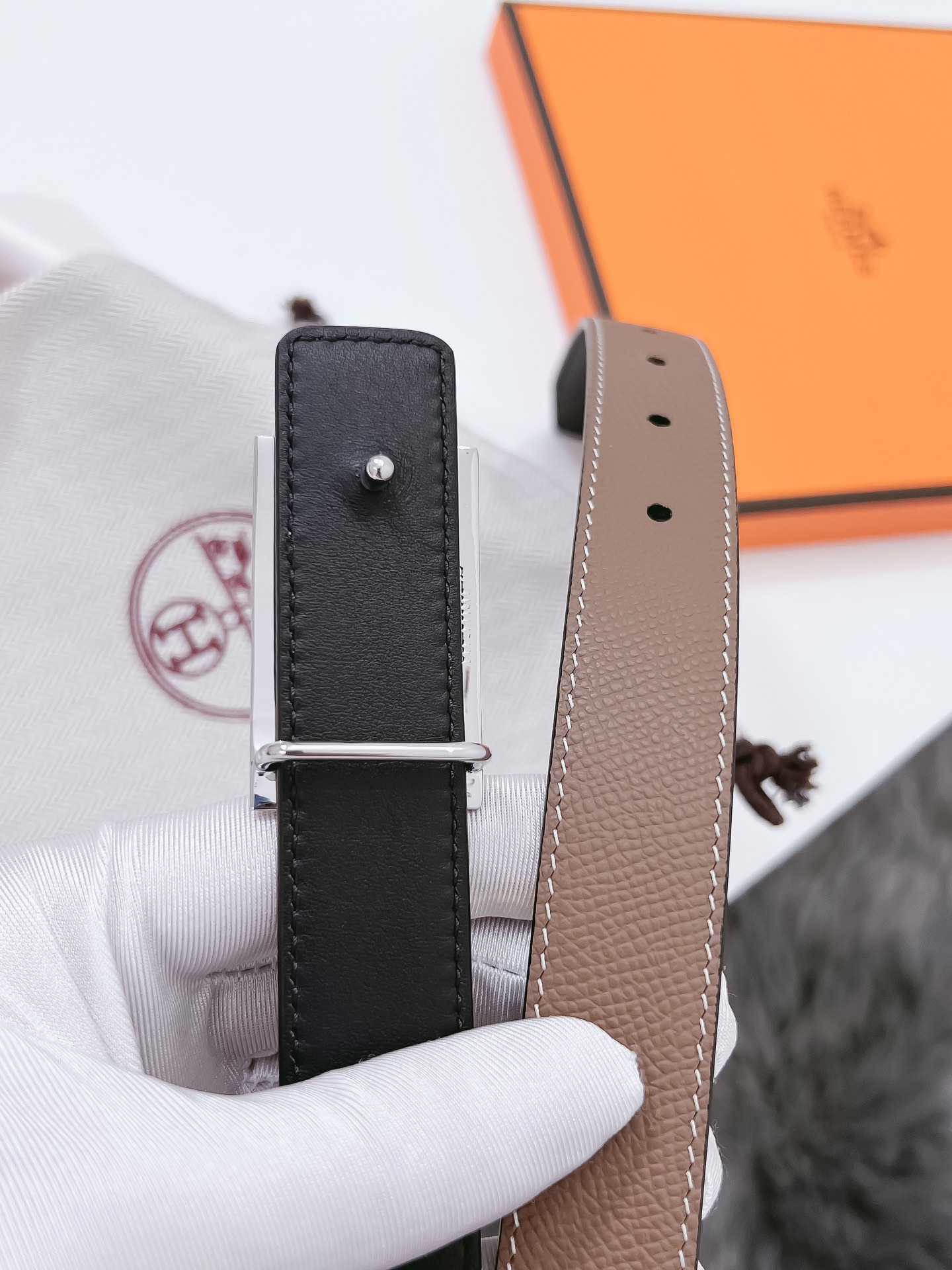 Hermès Female Basic Belt Cow Leather Black 110cm-m