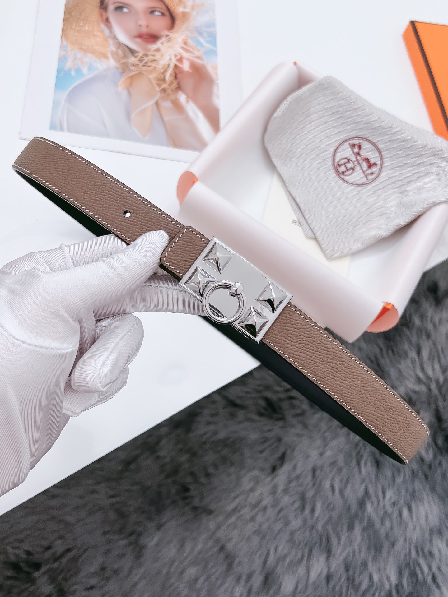 Hermès Female Basic Belt Cow Leather Black 110cm-m