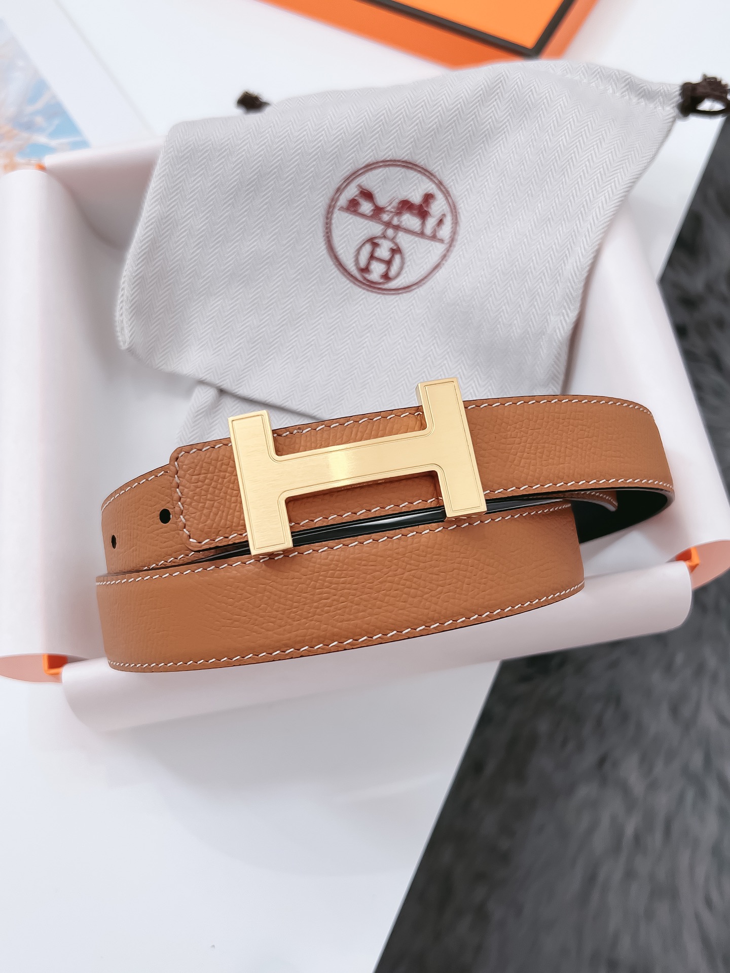 Hermès Female Basic Belt Cow Leather Black 110cm-m