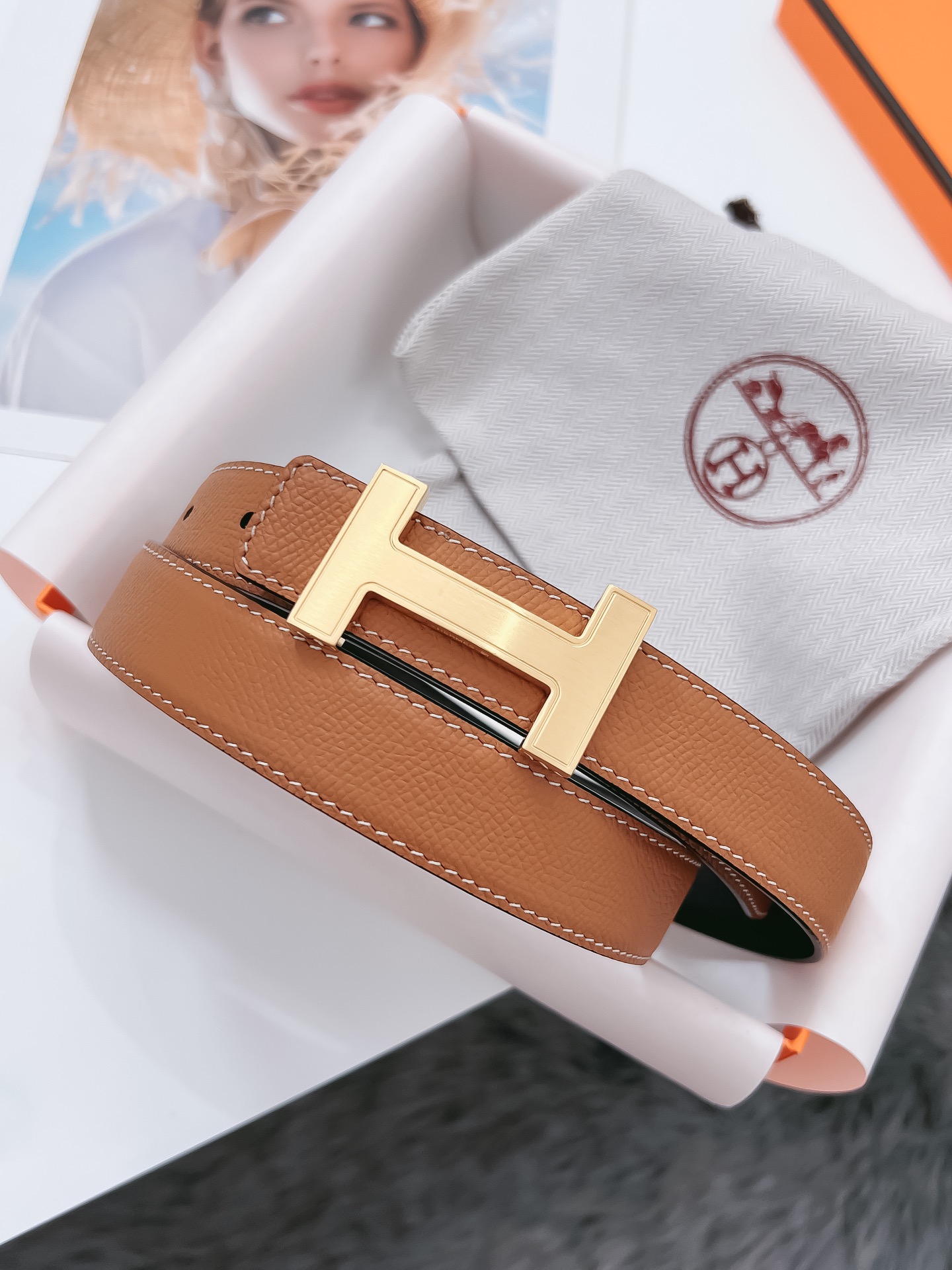 Hermès Female Basic Belt Cow Leather Black 110cm-m