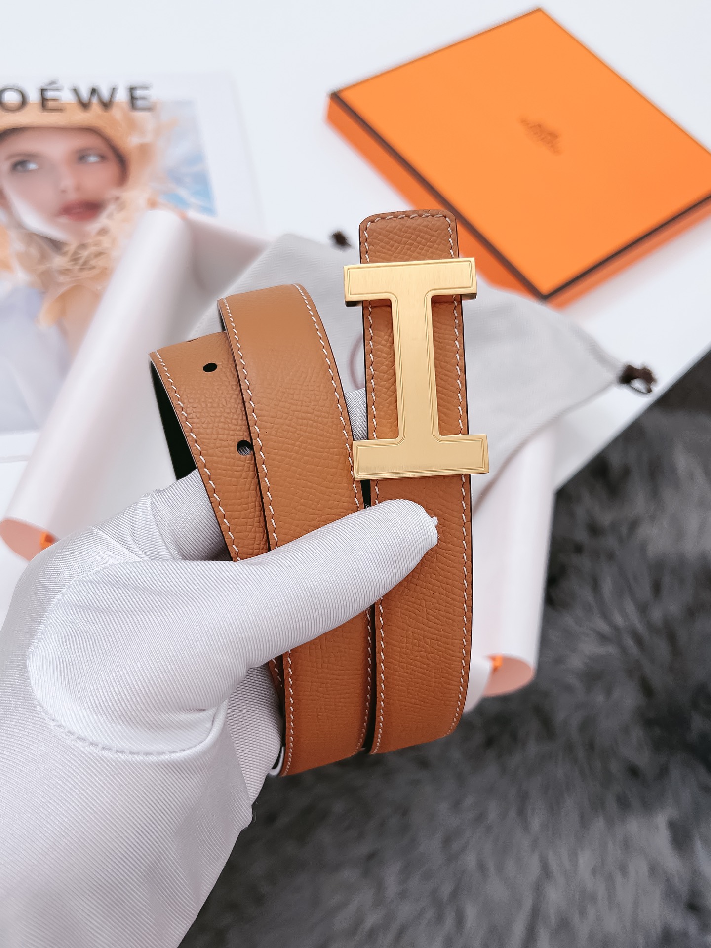 Hermès Female Basic Belt Cow Leather Black 110cm-m