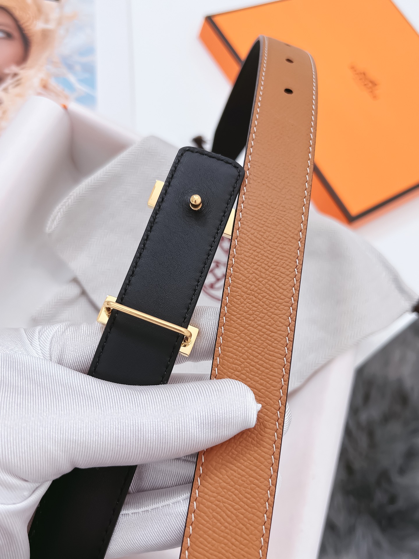 Hermès Female Basic Belt Cow Leather Black 110cm-m