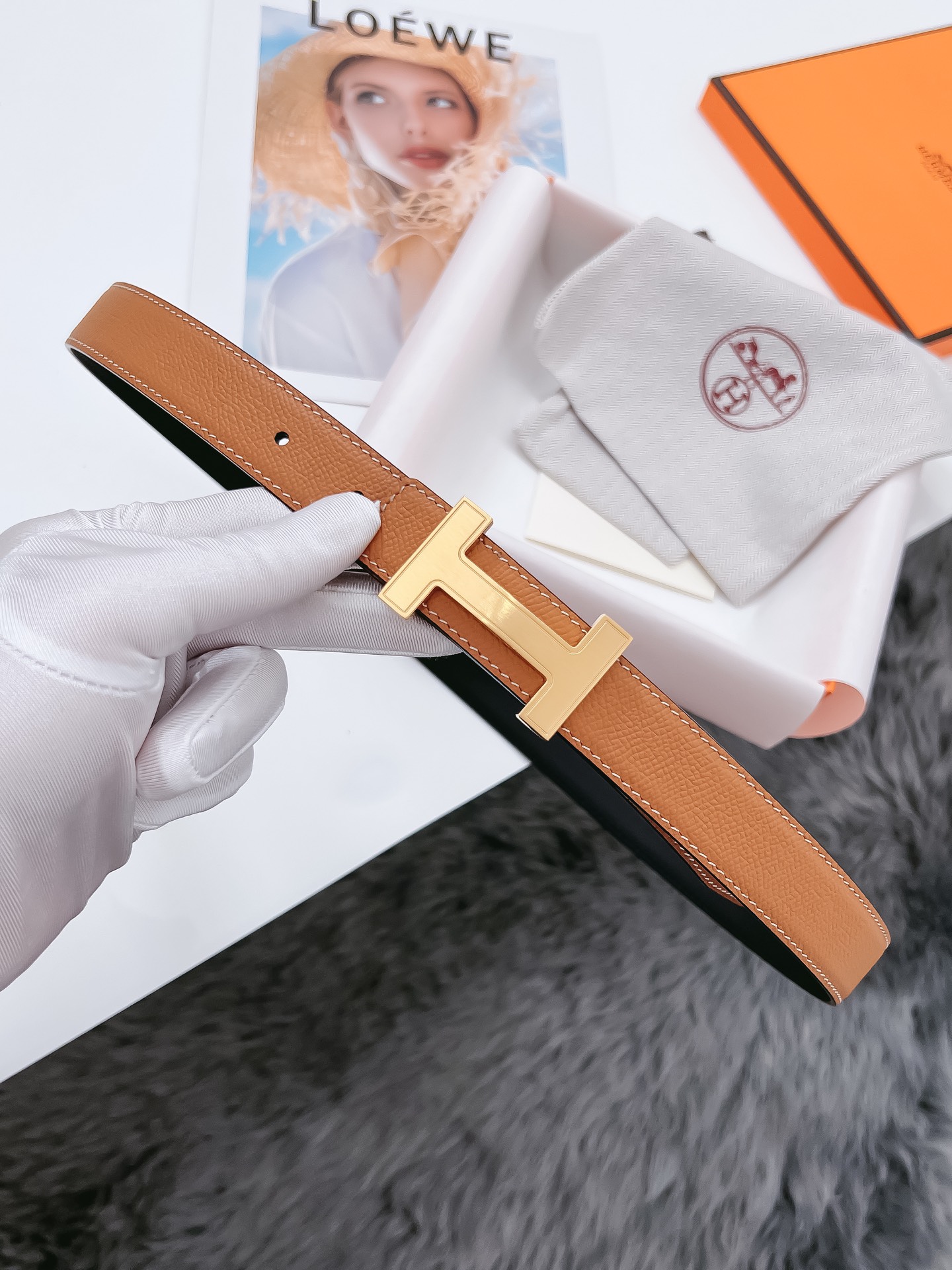 Hermès Female Basic Belt Cow Leather Black 110cm-m