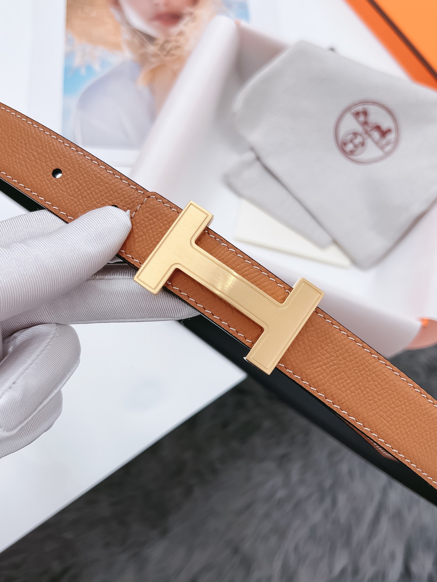 Hermès Female Basic Belt Cow Leather Black 110cm-m