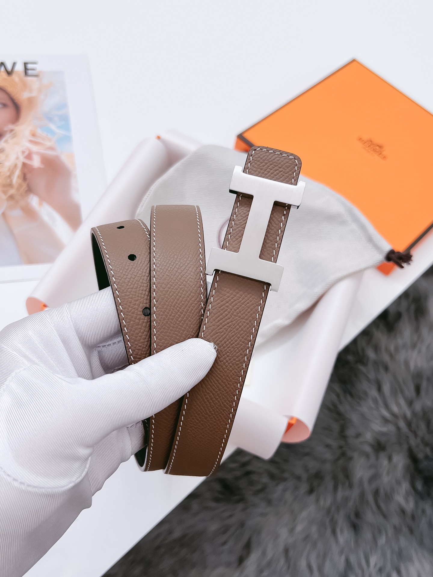 Hermès Female Basic Belt Cow Leather Black 110cm-m