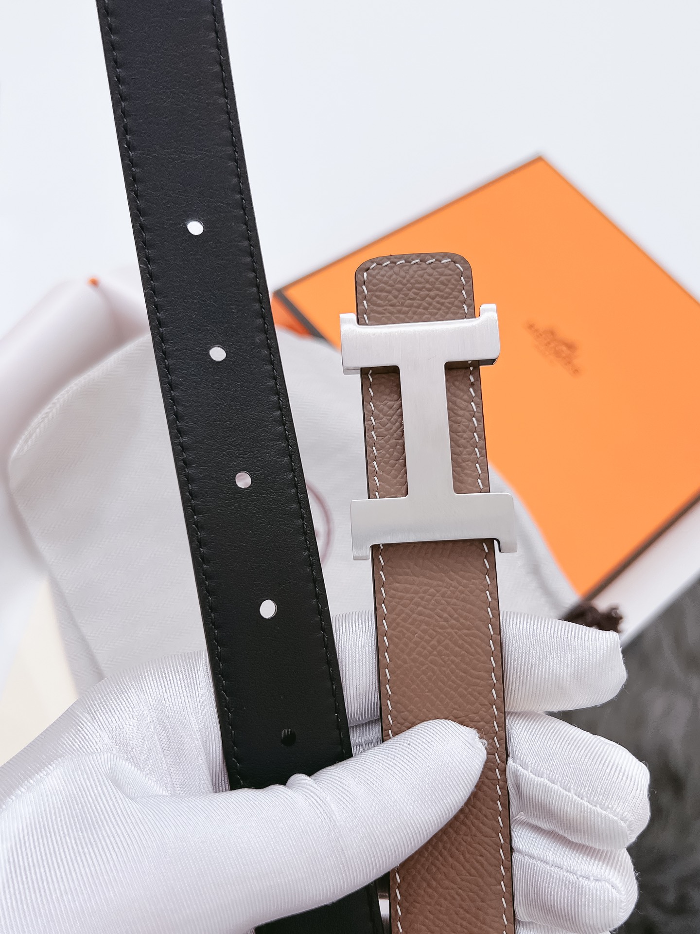 Hermès Female Basic Belt Cow Leather Black 110cm-m