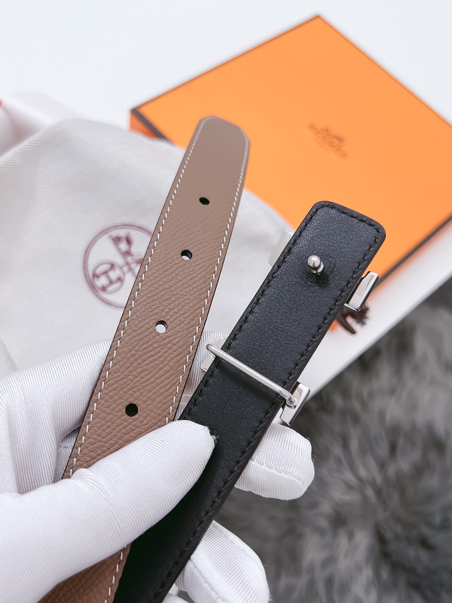 Hermès Female Basic Belt Cow Leather Black 110cm-m