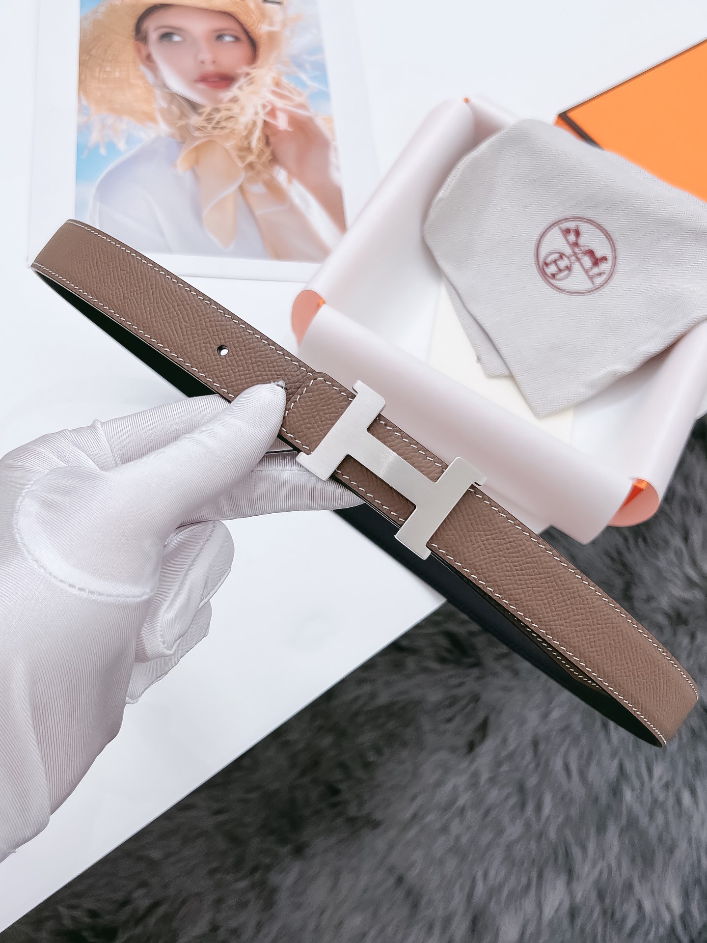 Hermès Female Basic Belt Cow Leather Black 110cm-m