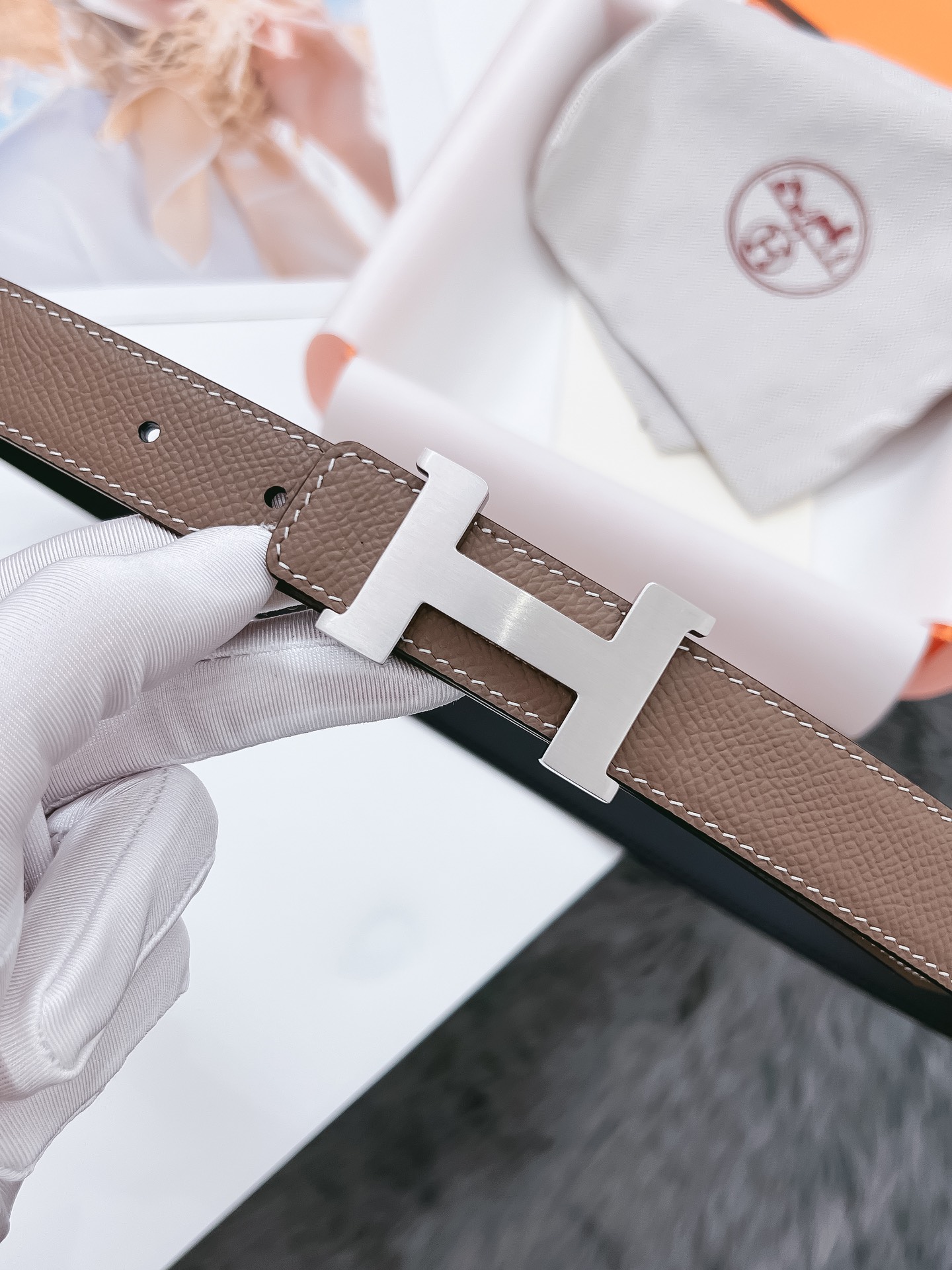 Hermès Female Basic Belt Cow Leather Black 110cm-m