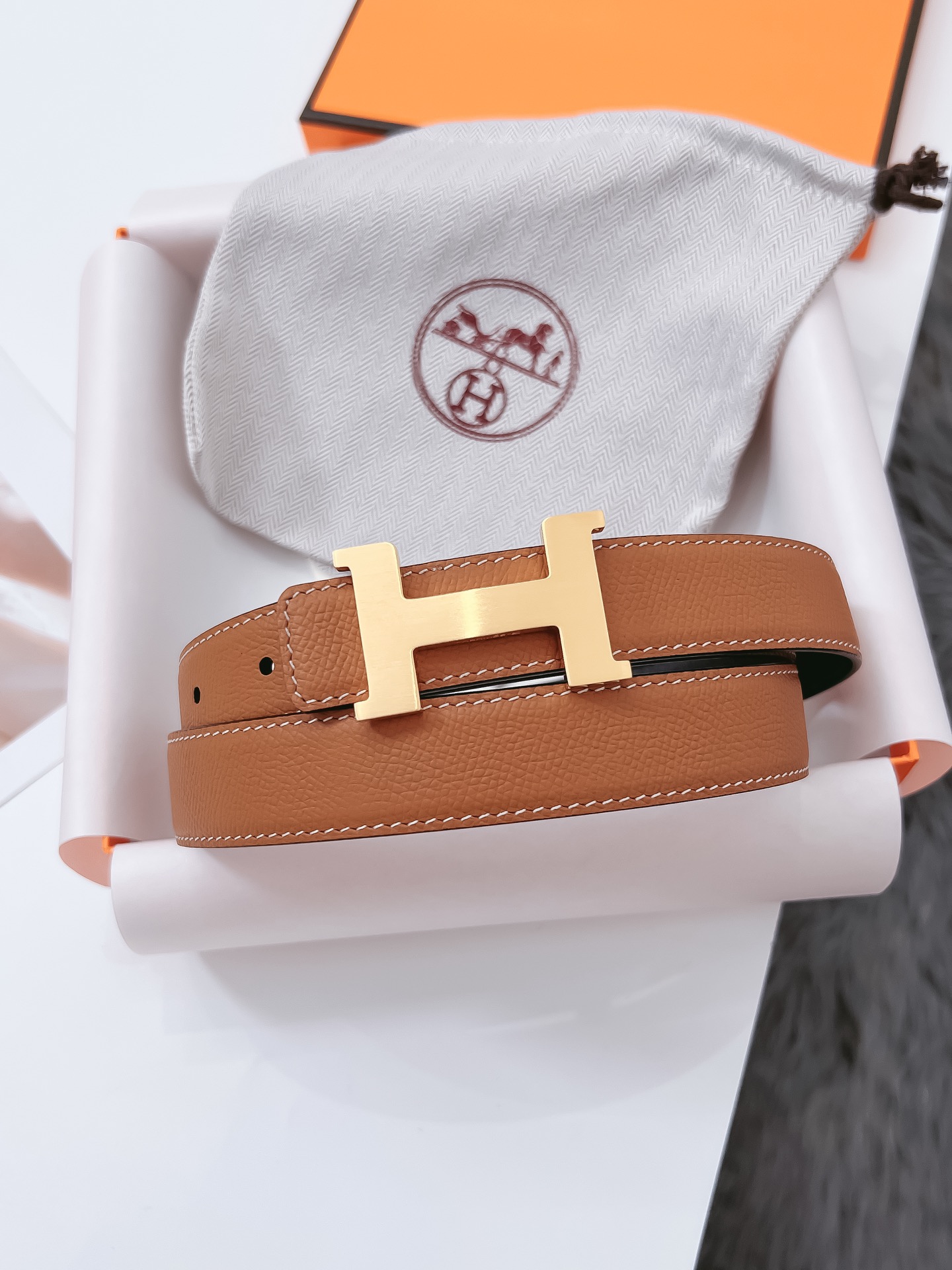 Hermès Female Basic Belt Cow Leather Black 110cm-m