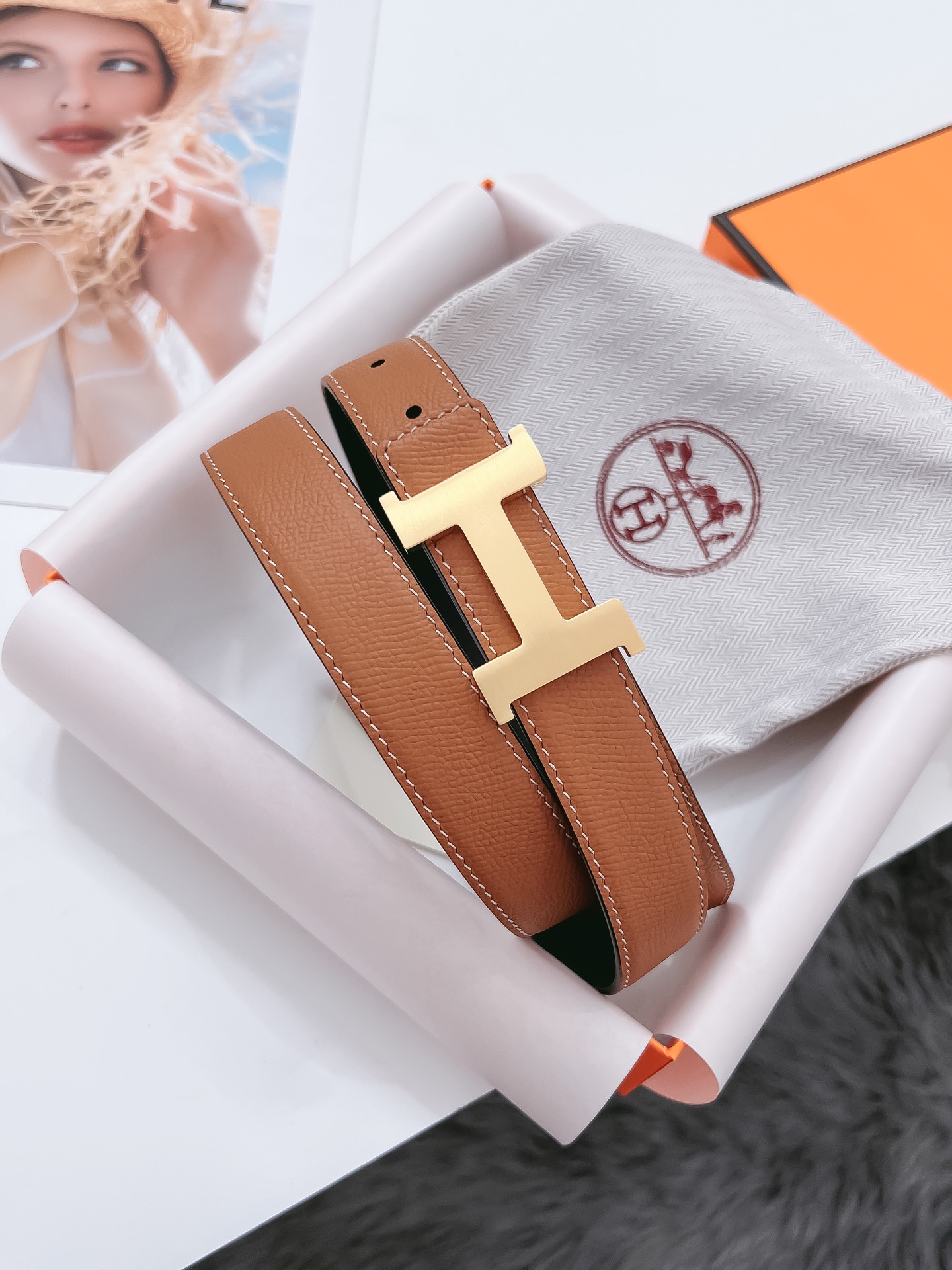 Hermès Female Basic Belt Cow Leather Black 110cm-m