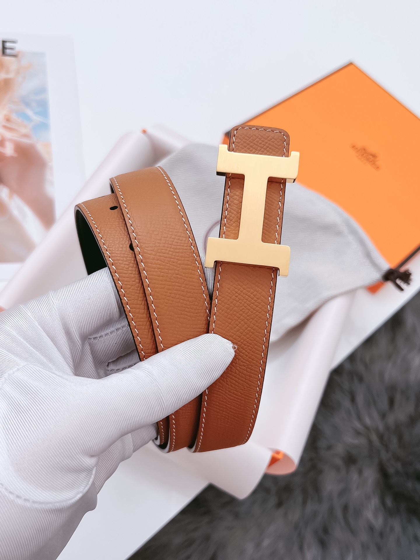 Hermès Female Basic Belt Cow Leather Black 110cm-m