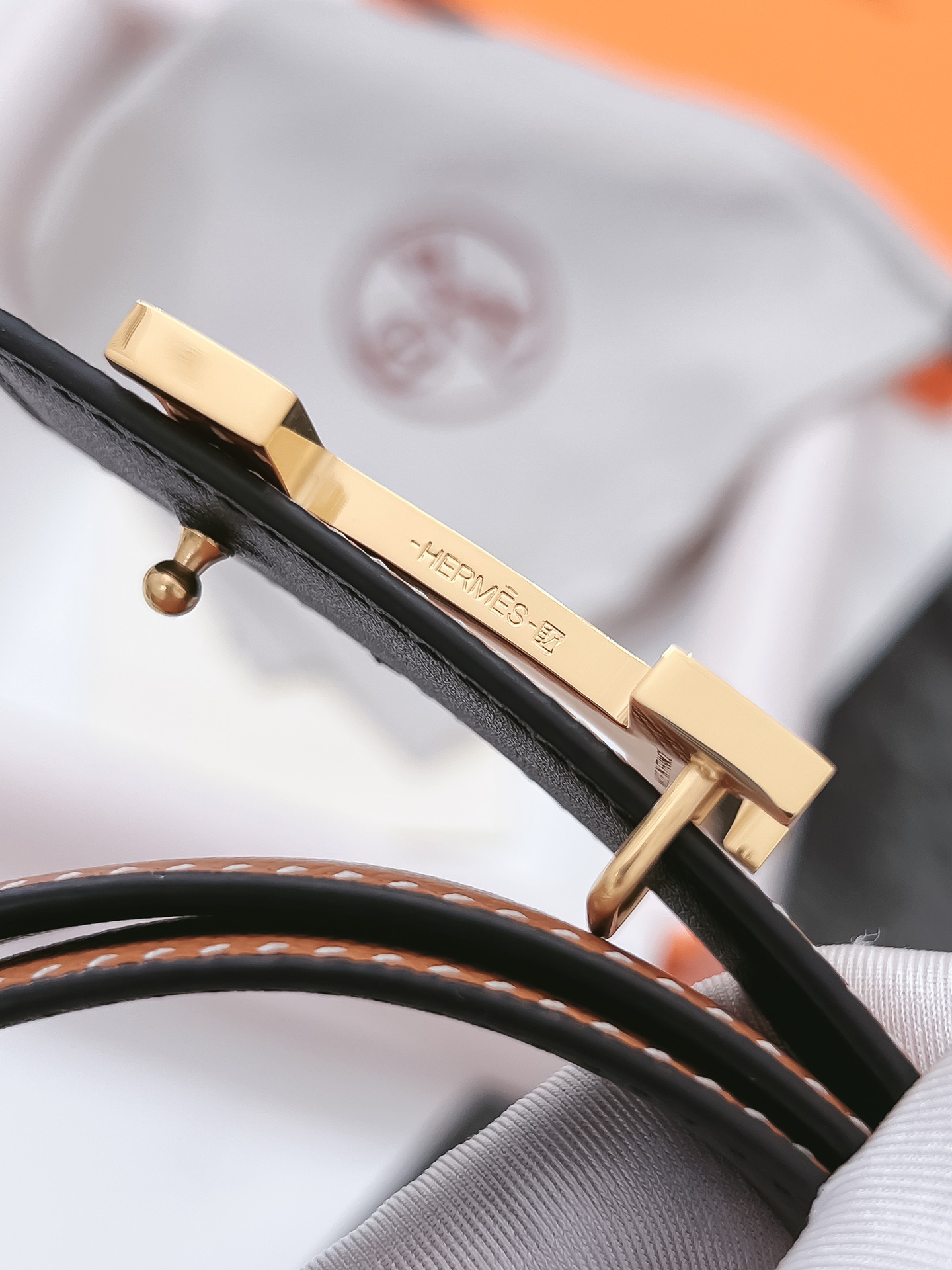 Hermès Female Basic Belt Cow Leather Black 110cm-m