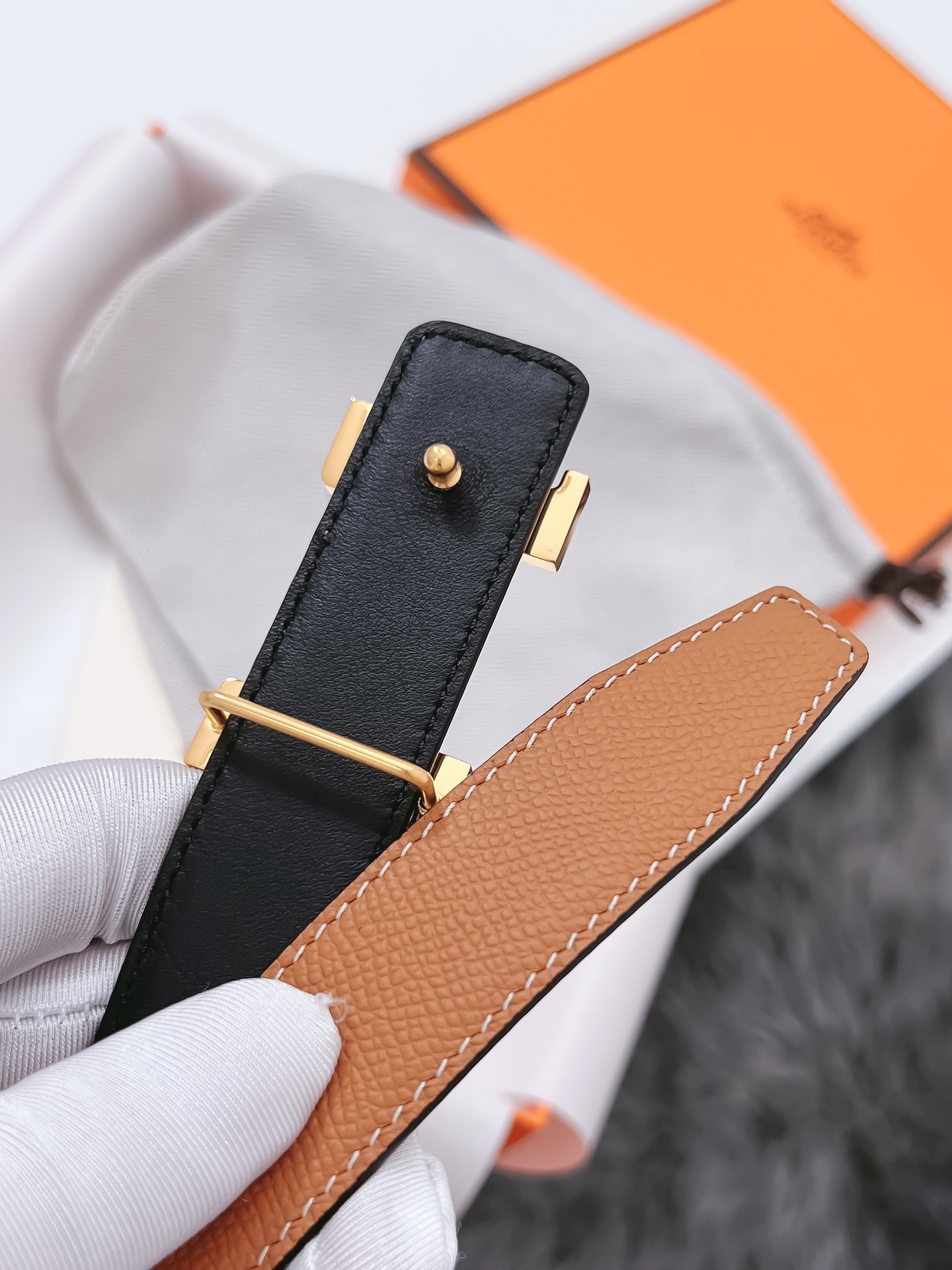 Hermès Female Basic Belt Cow Leather Black 110cm-m