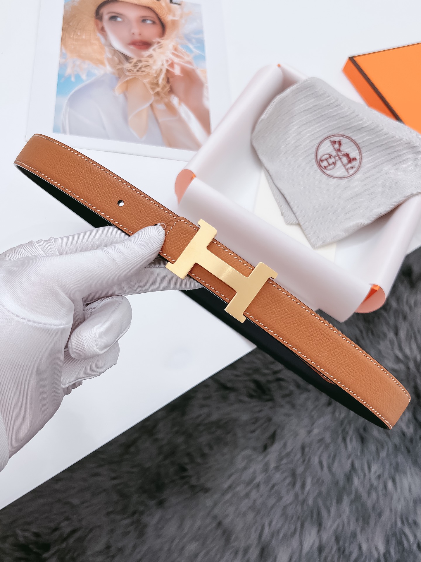 Hermès Female Basic Belt Cow Leather Black 110cm-m