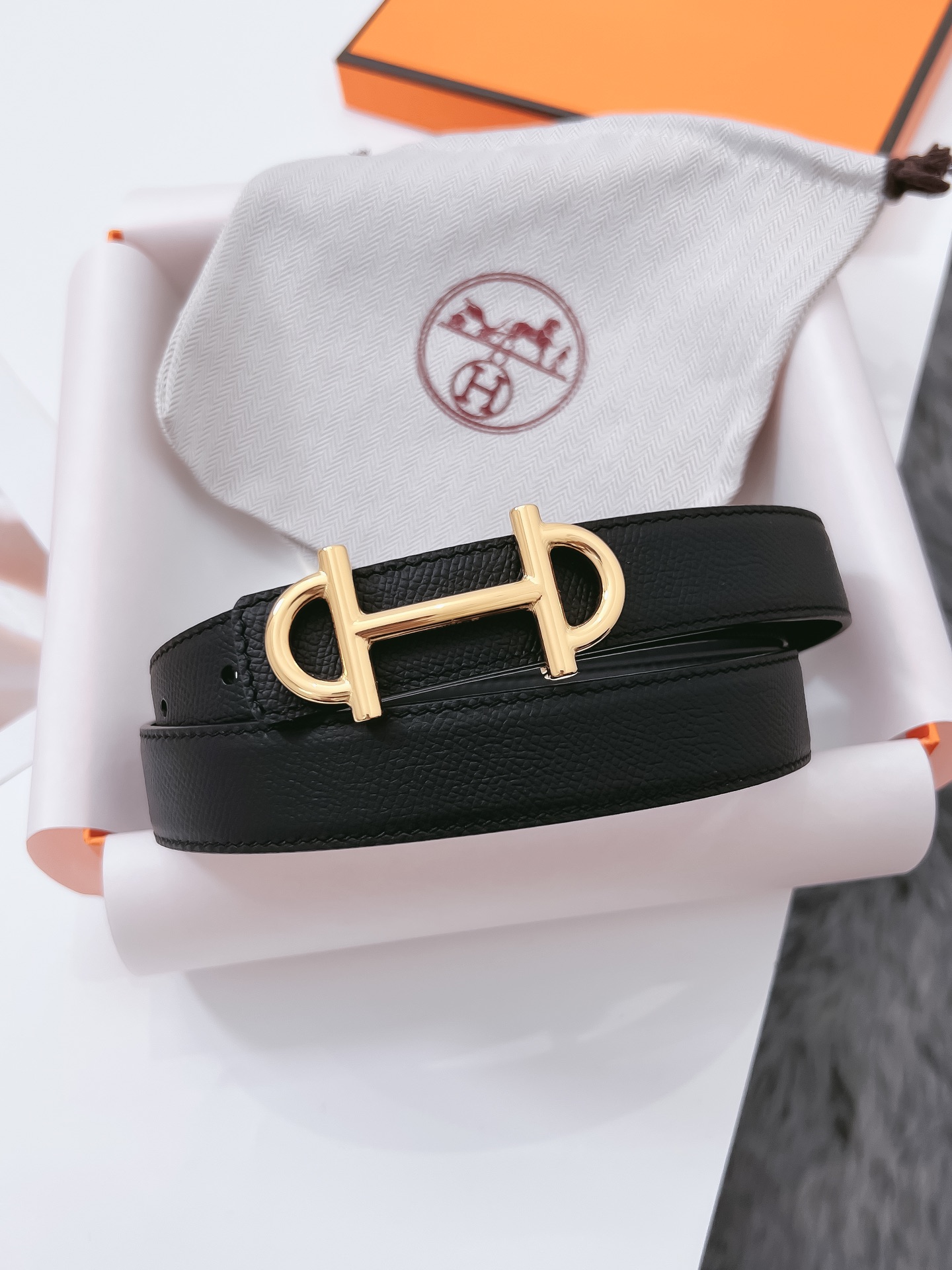 Hermès Female Basic Belt Cow Leather Black 110cm-m