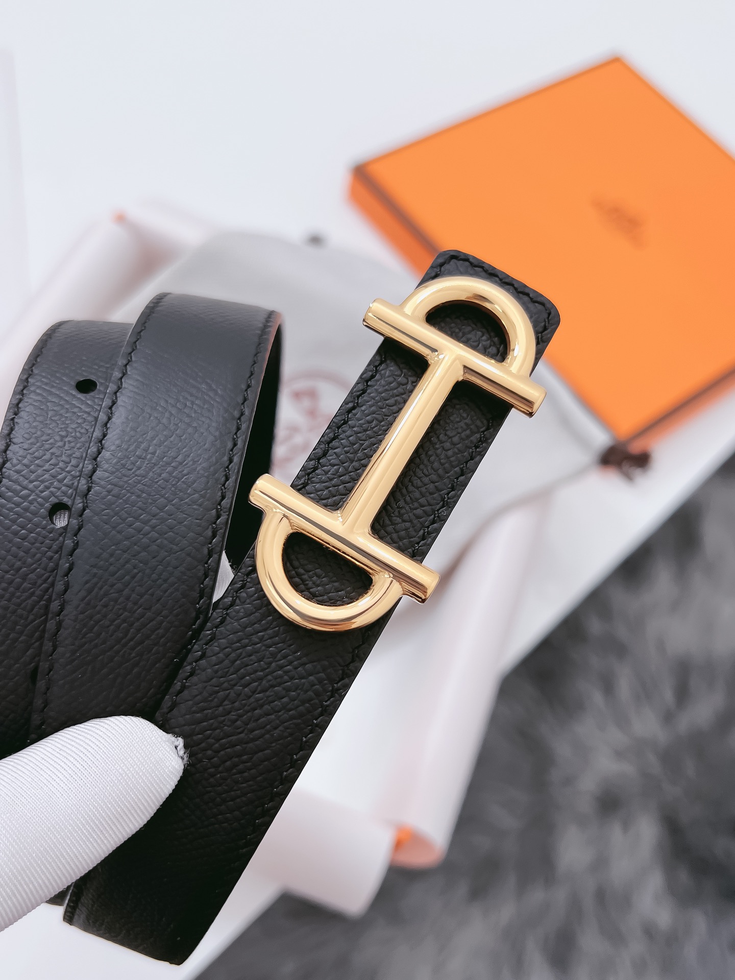 Hermès Female Basic Belt Cow Leather Black 110cm-m