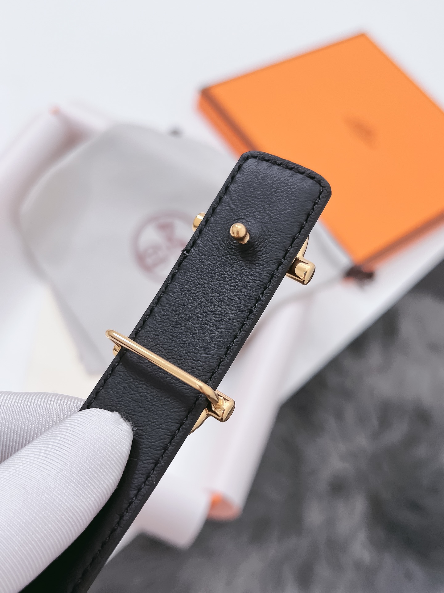 Hermès Female Basic Belt Cow Leather Black 110cm-m