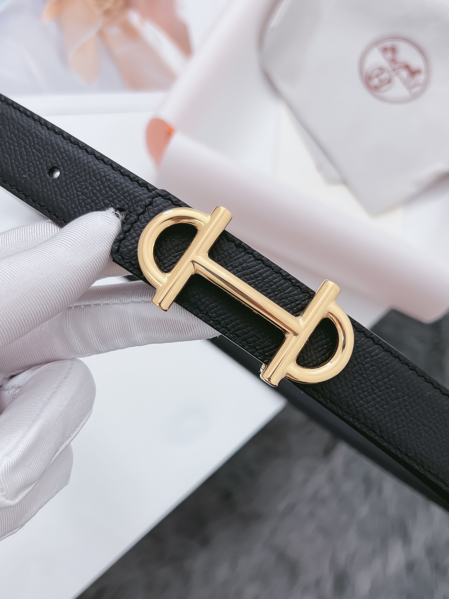 Hermès Female Basic Belt Cow Leather Black 110cm-m