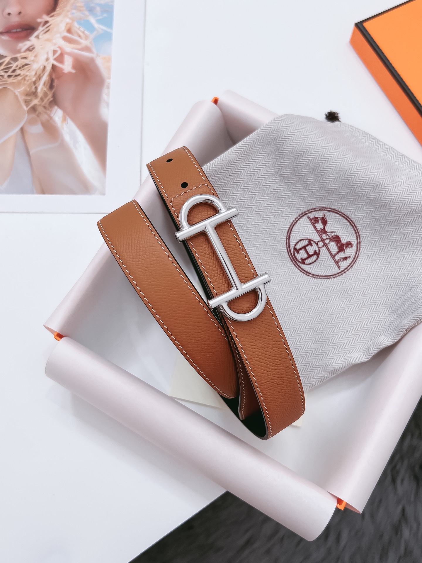 Hermès Female Basic Belt Cow Leather Black 110cm-m