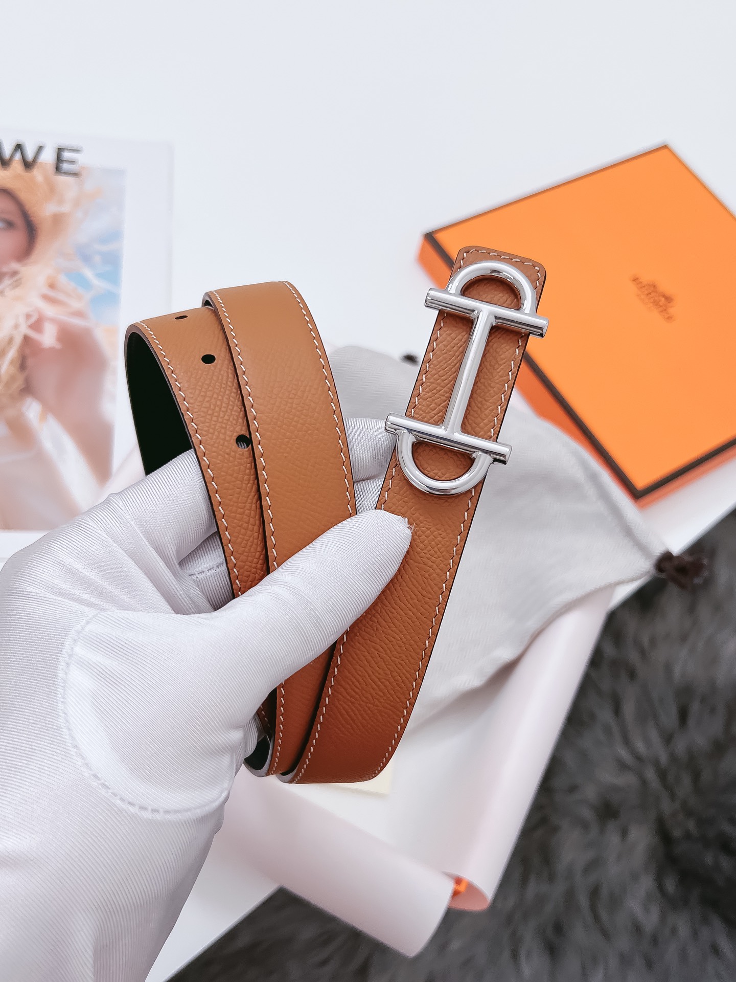 Hermès Female Basic Belt Cow Leather Black 110cm-m