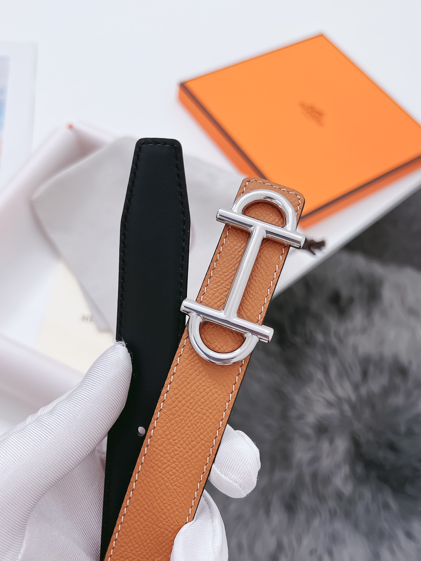 Hermès Female Basic Belt Cow Leather Black 110cm-m