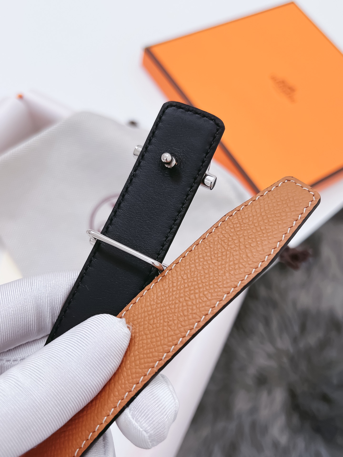 Hermès Female Basic Belt Cow Leather Black 110cm-m