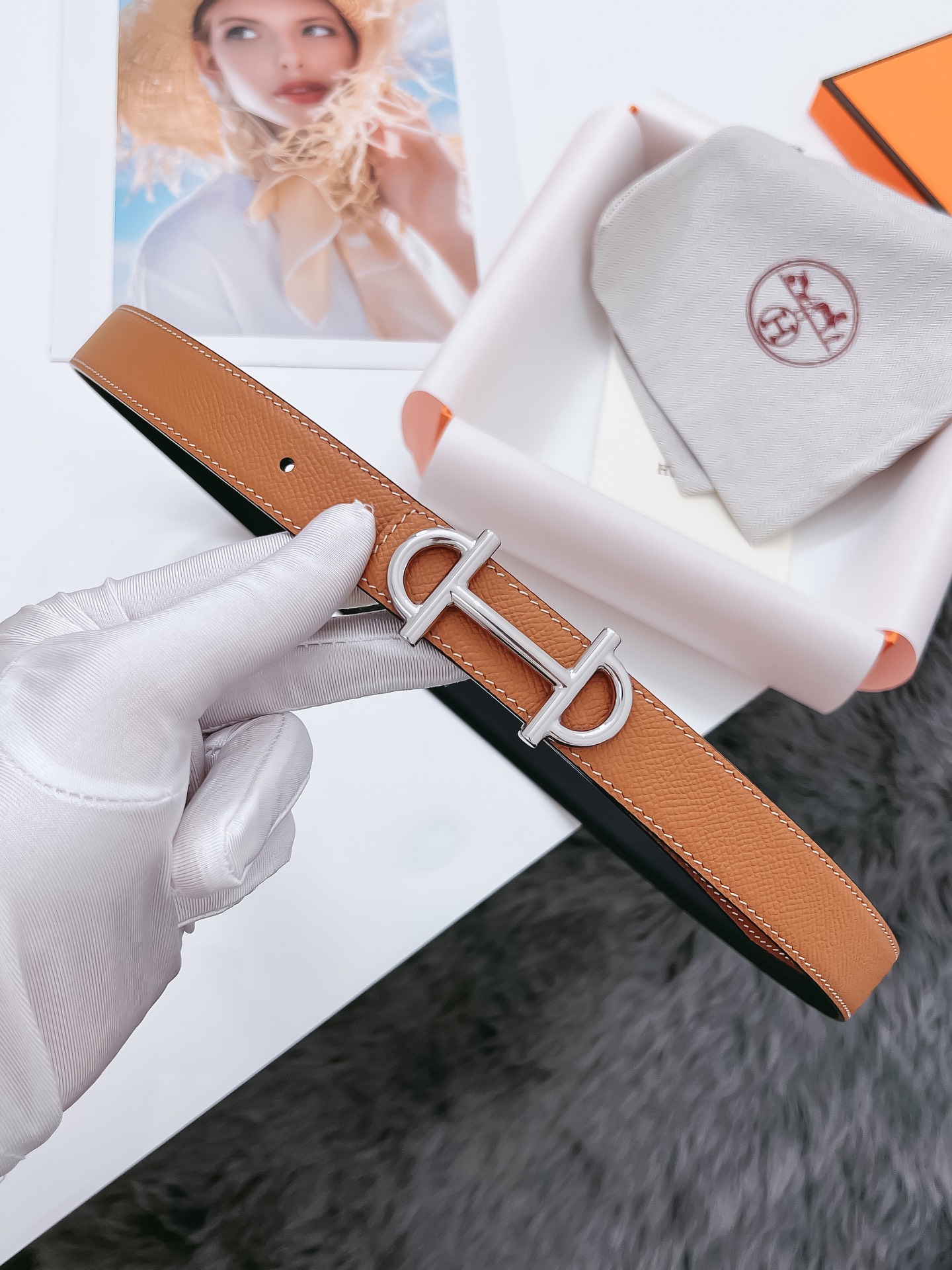 Hermès Female Basic Belt Cow Leather Black 110cm-m