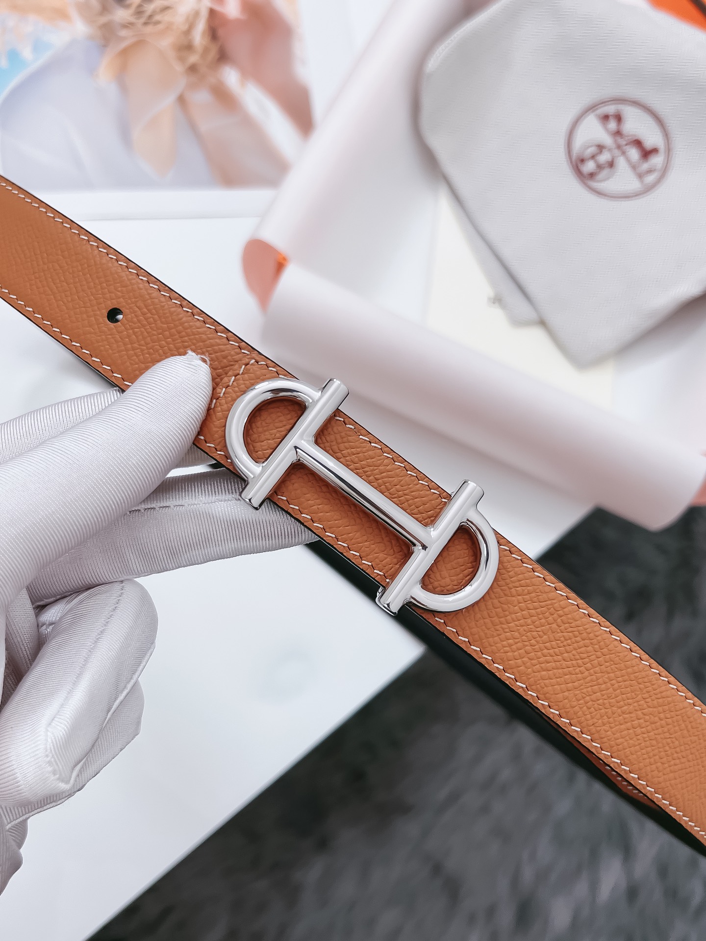 Hermès Female Basic Belt Cow Leather Black 110cm-m