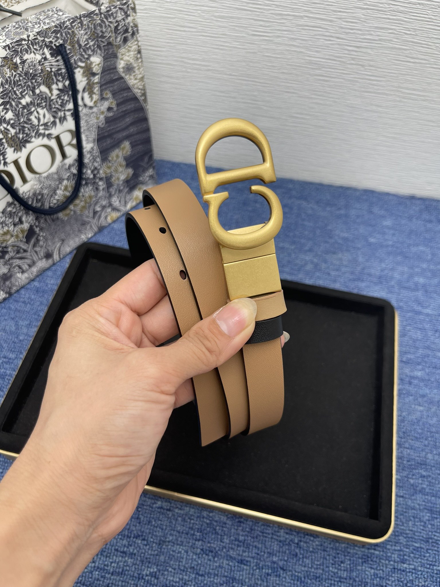 Dior Female Basic Belt Cow Leather Black Adjustable M