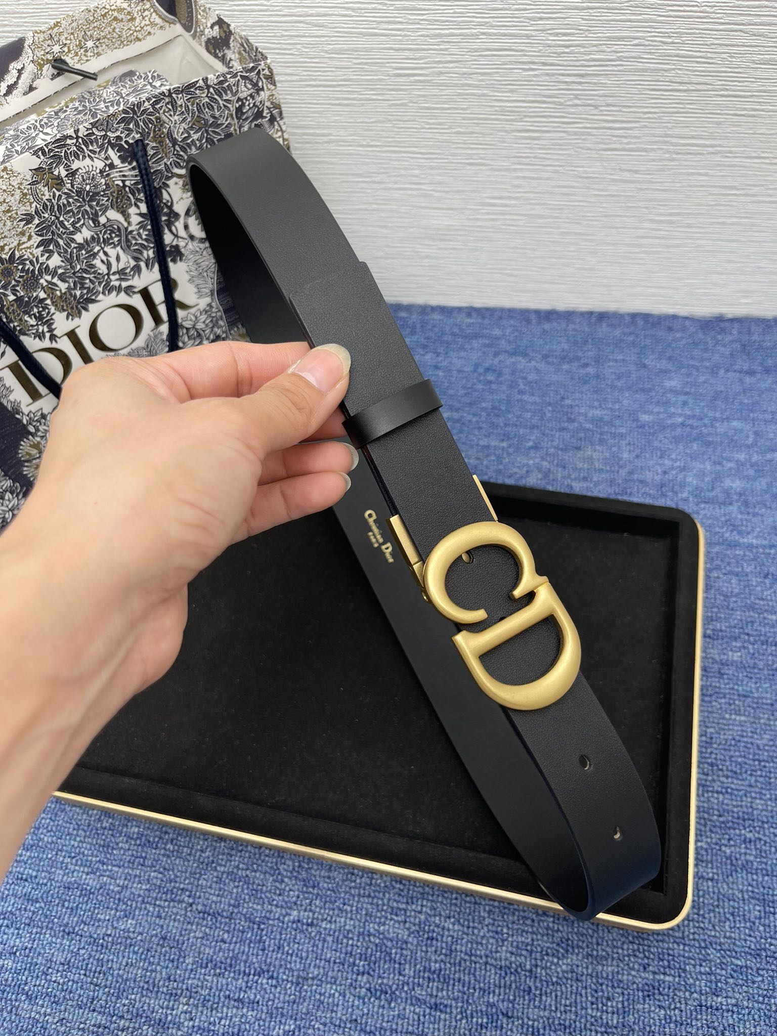 Dior Female Basic Belt Cow Leather Black Adjustable M