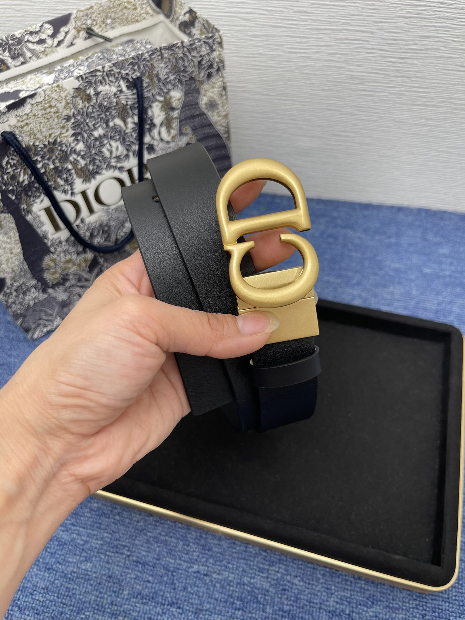 Dior Female Basic Belt Cow Leather Black Adjustable M