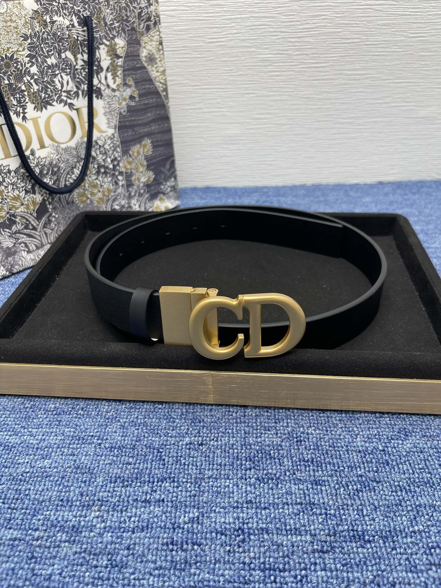 Dior Female Basic Belt Cow Leather Black Adjustable M