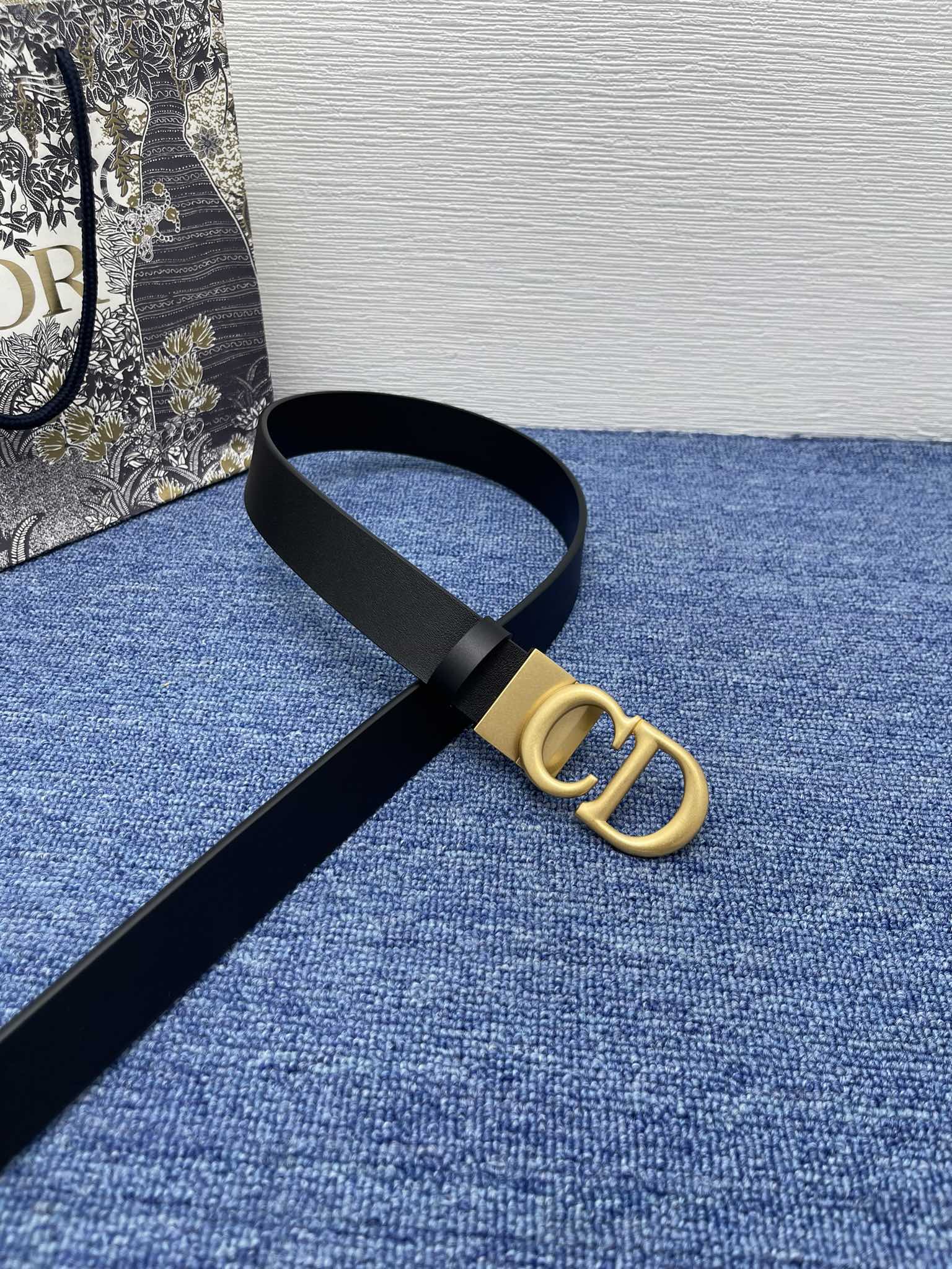 Dior Female Basic Belt Cow Leather Black Adjustable M