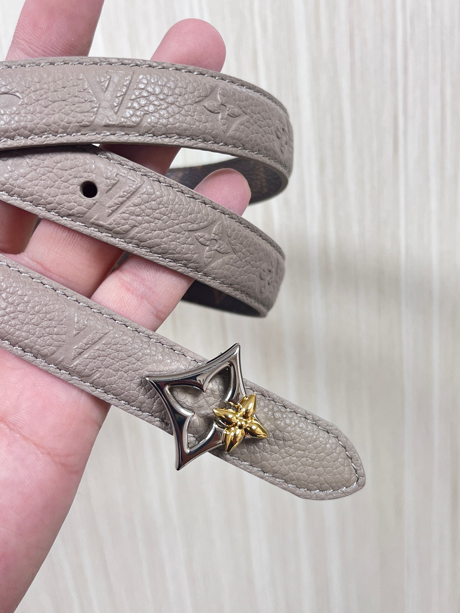 Female Basic Belt Cow Leather Gray