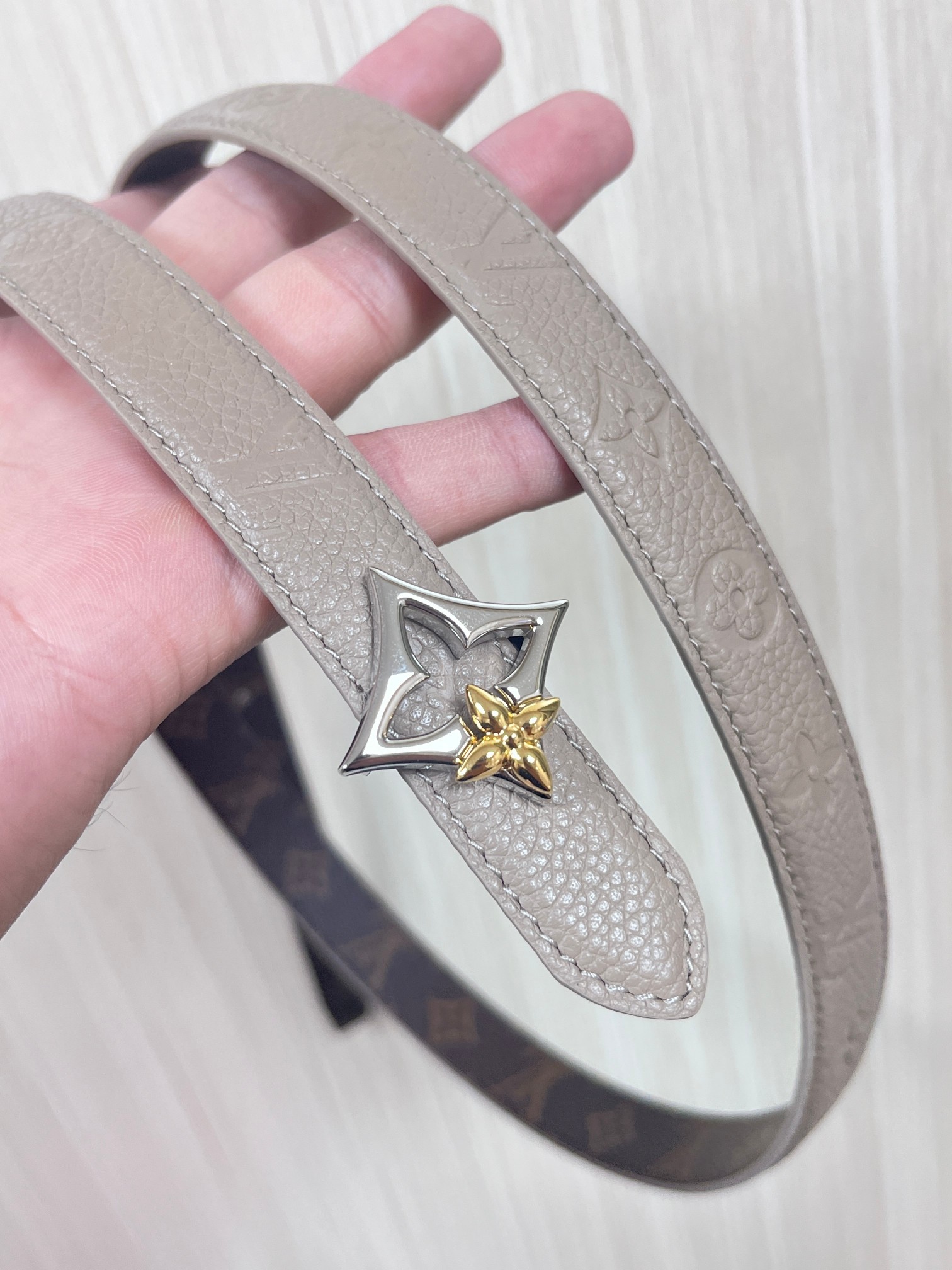 Female Basic Belt Cow Leather Gray