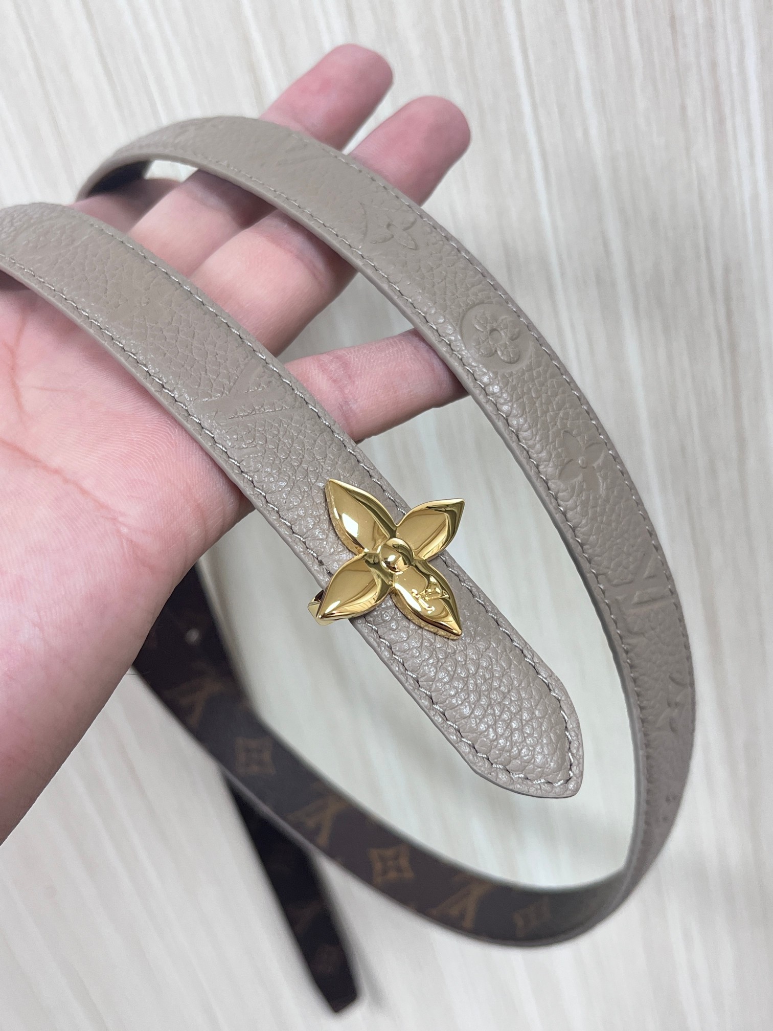 Female Basic Belt Cow Leather Gray