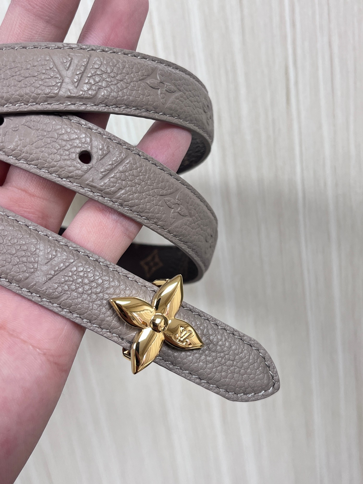 Female Basic Belt Cow Leather Gray